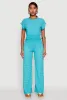 Textured Knit Smocked Waist Pants sold by Rainbow