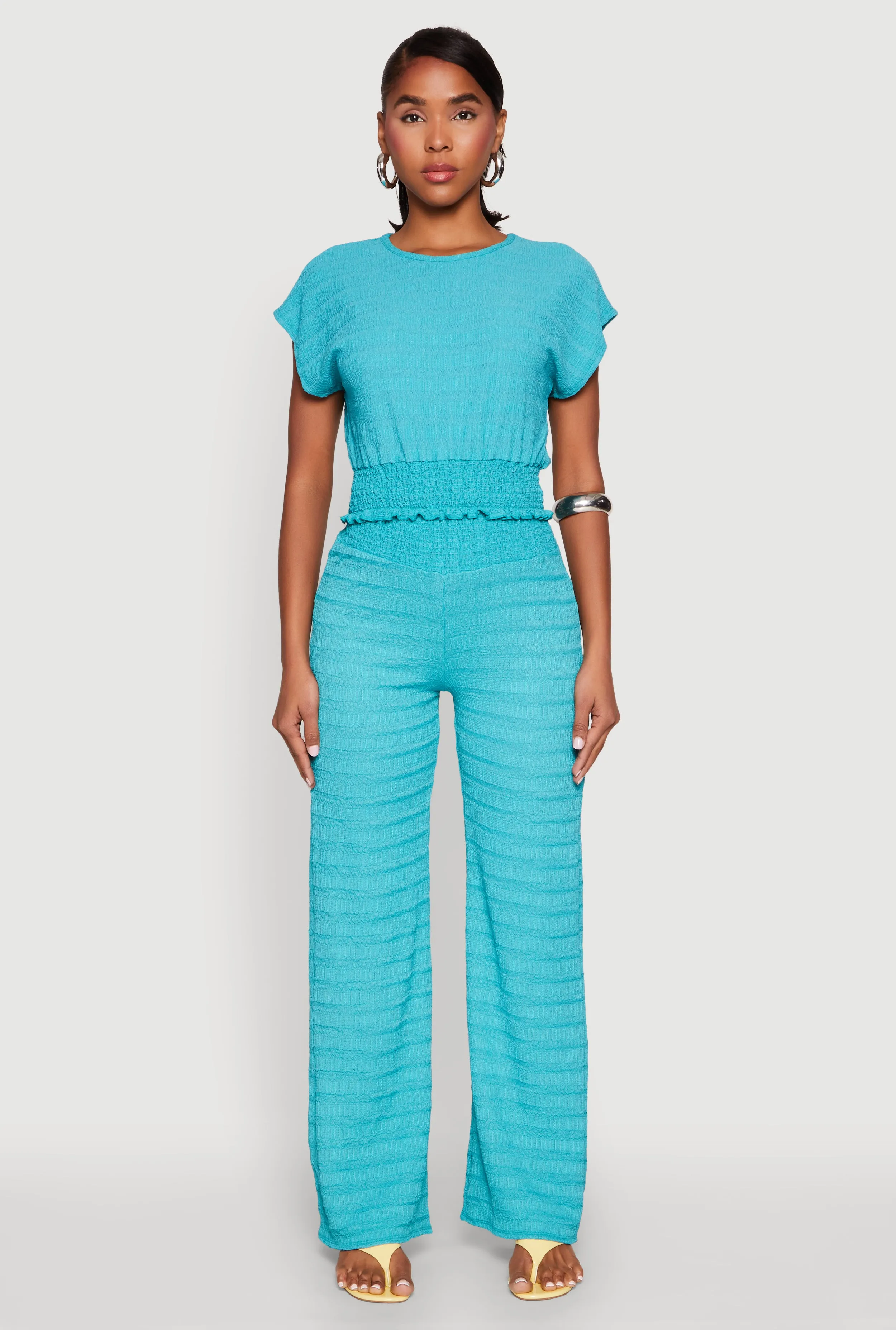 Textured Knit Smocked Waist Pants sold by Rainbow product image thumbnail 2