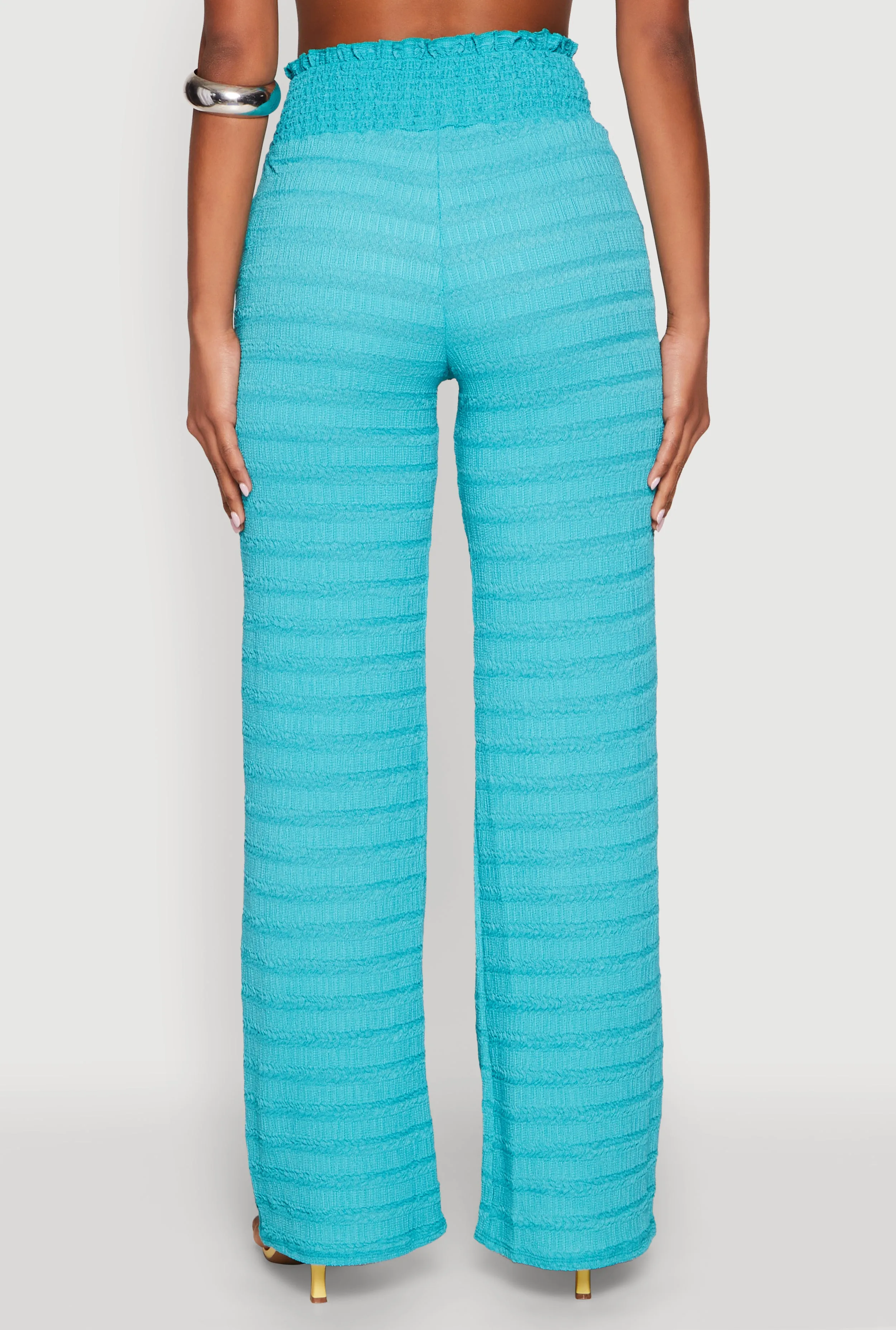 Textured Knit Smocked Waist Pants sold by Rainbow product image thumbnail 5