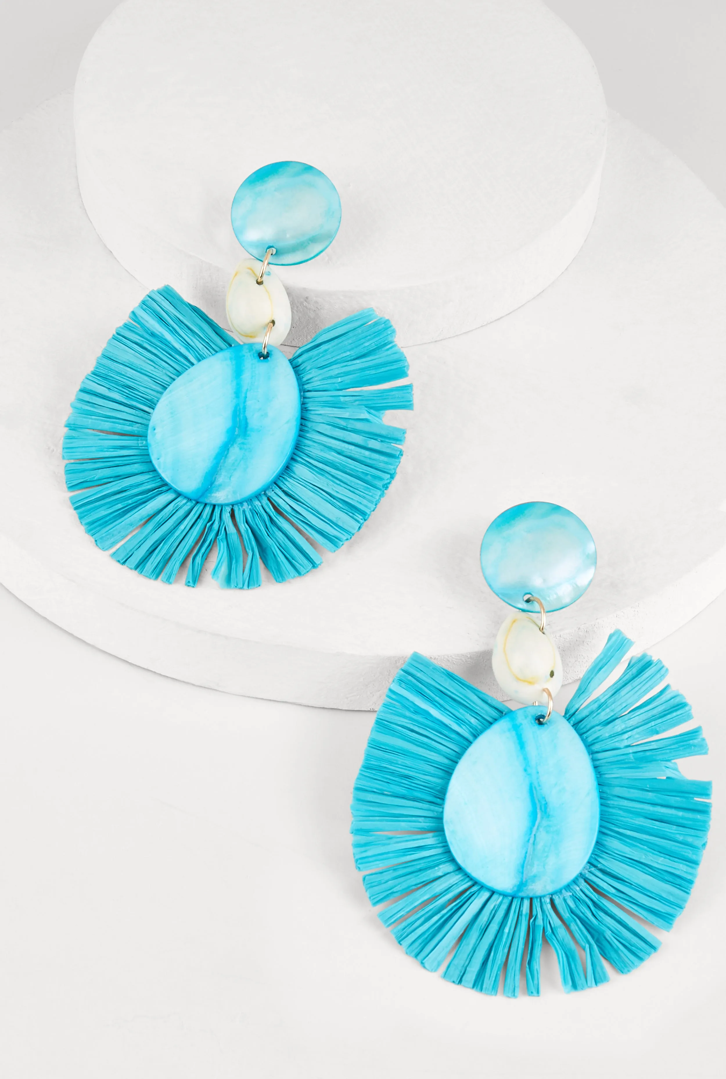 Seashell Raffia Drop Earrings sold by Rainbow