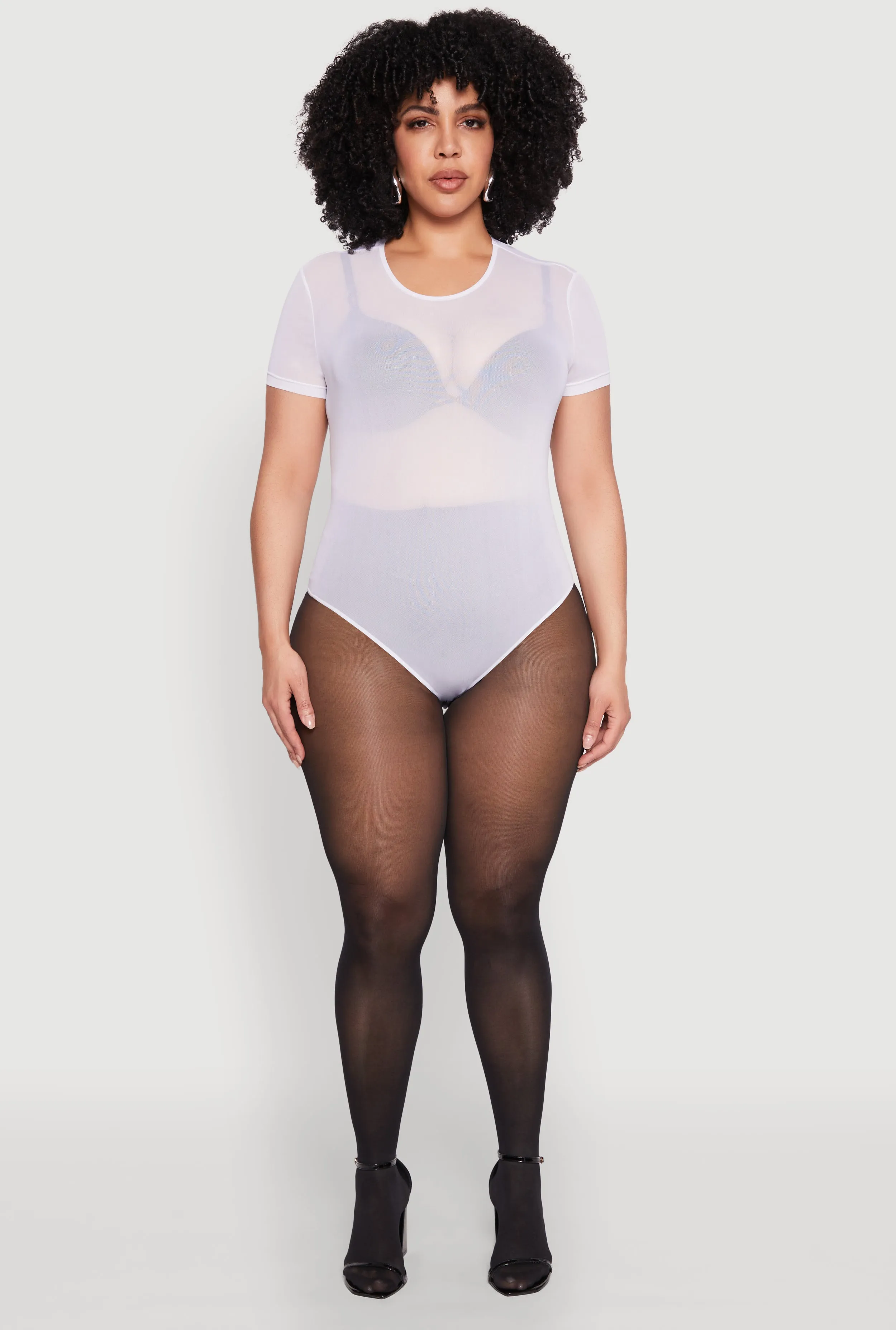 Plus Size Mesh Scoop Neck Bodysuit sold by Rainbow product image thumbnail 3