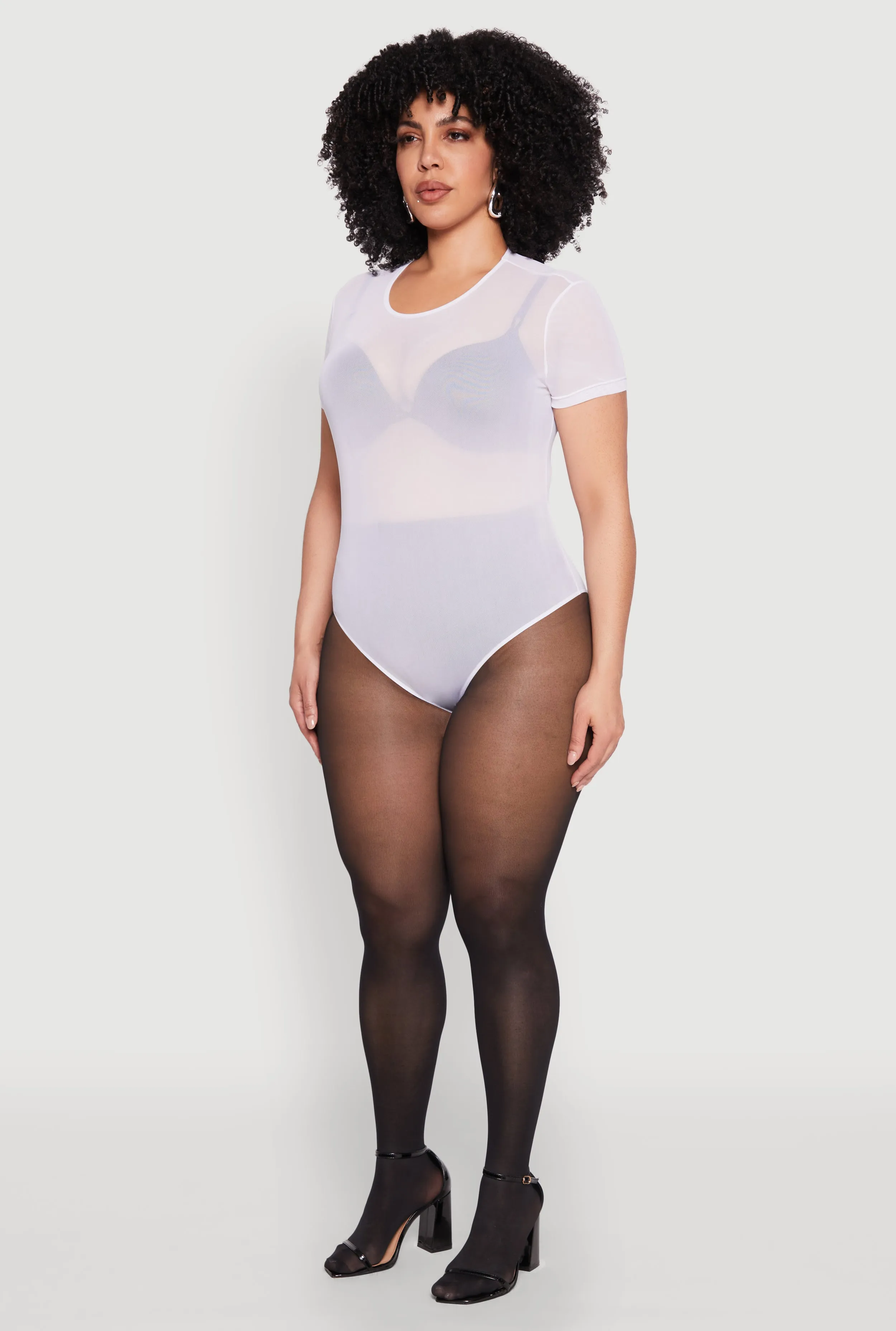 Plus Size Mesh Scoop Neck Bodysuit sold by Rainbow product image thumbnail 5