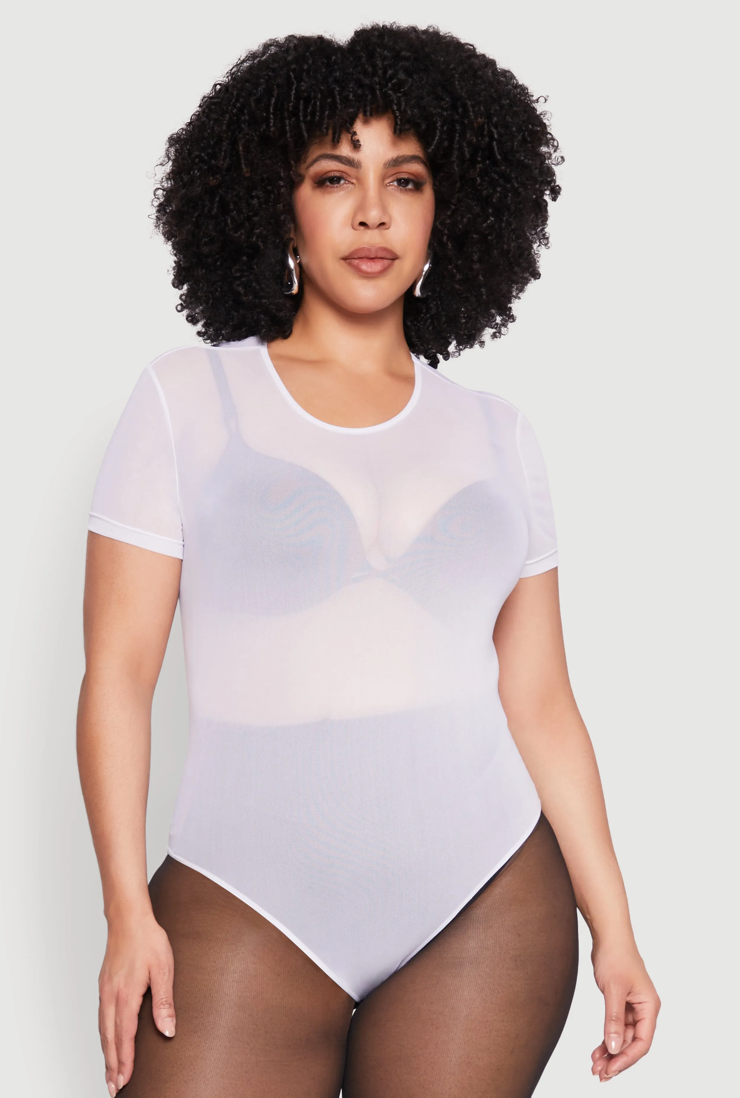 Plus Size Mesh Scoop Neck Bodysuit sold by Rainbow product image thumbnail 2