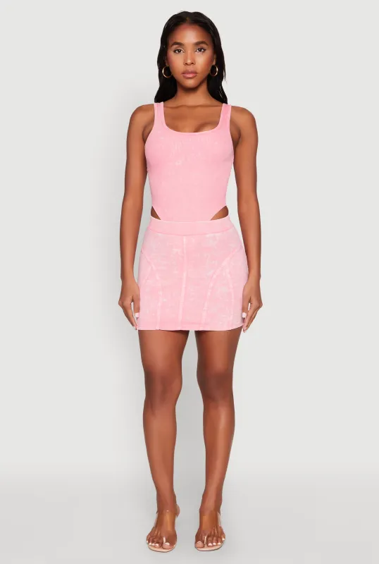 Mineral Wash High Waist Mini Skirt sold by Rainbow