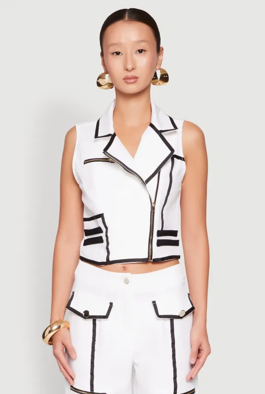 Contrast Trim Blazer Vest sold by Rainbow