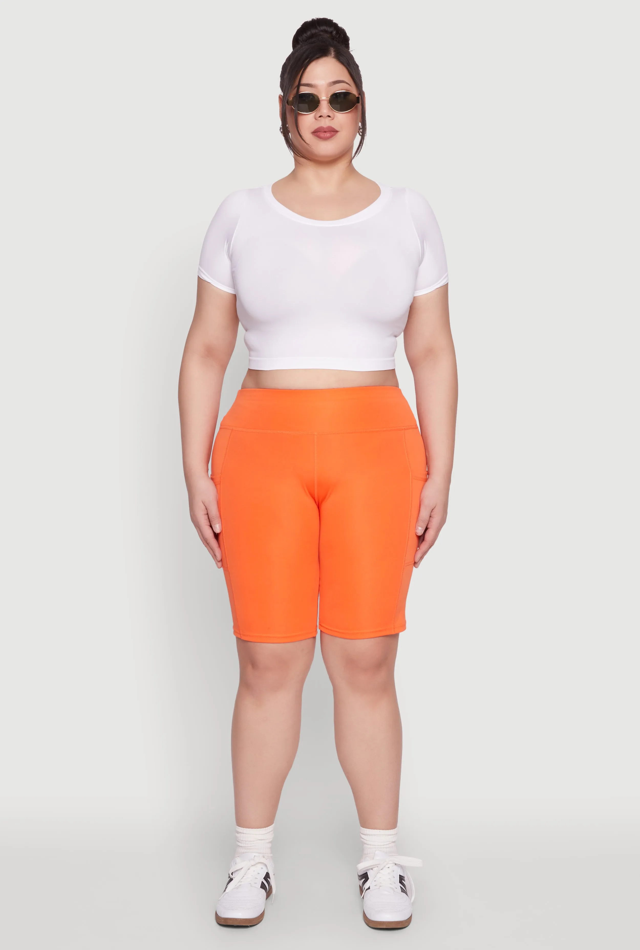 Plus Size Cell Phone Pocket Biker Shorts sold by Rainbow