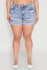 Plus Size WAX Distressed Denim Cuffed Shorts sold by Rainbow