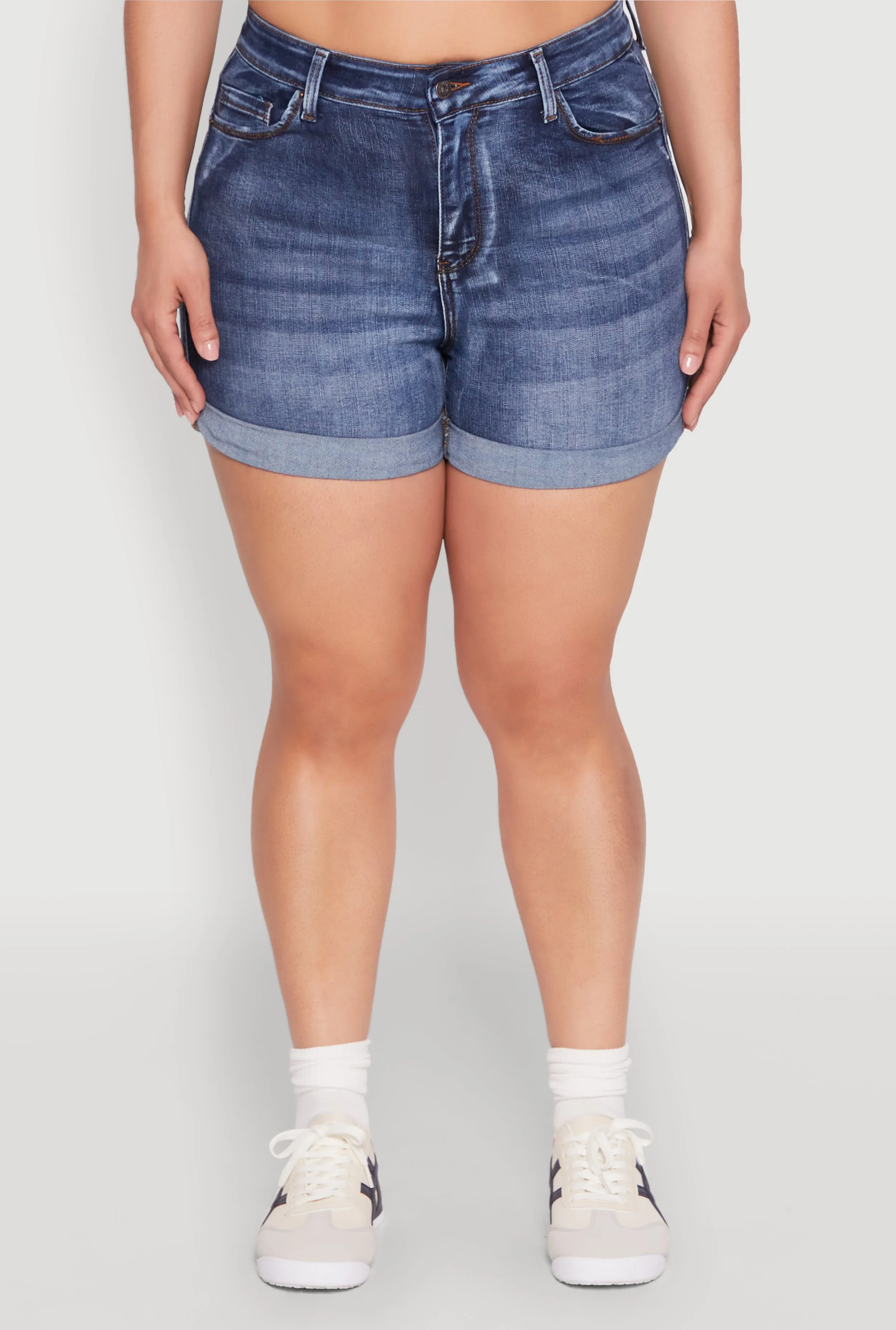 Plus Size WAX High Waisted Whiskered Denim Shorts sold by Rainbow product image thumbnail 3