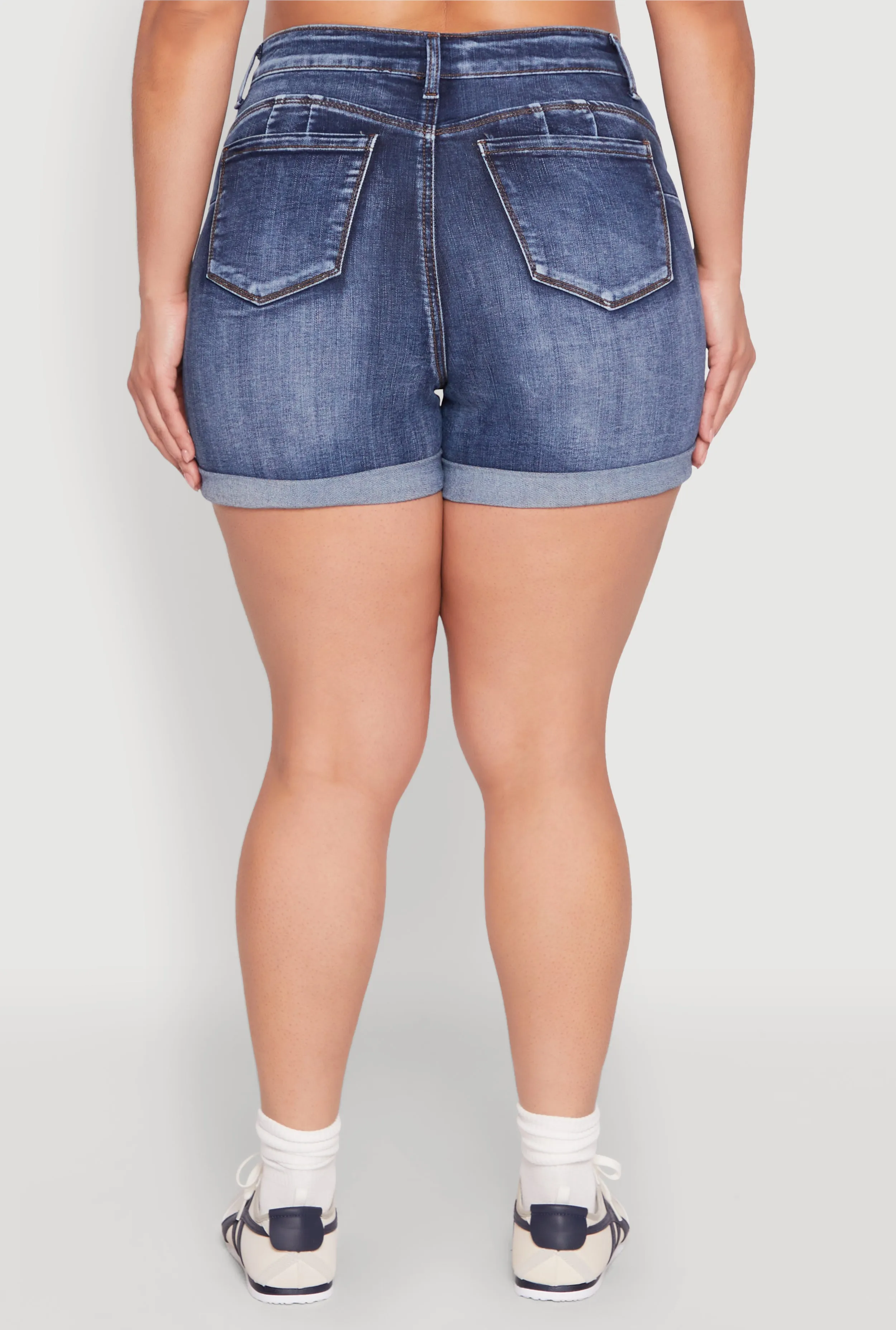 Plus Size WAX High Waisted Whiskered Denim Shorts sold by Rainbow product image thumbnail 5