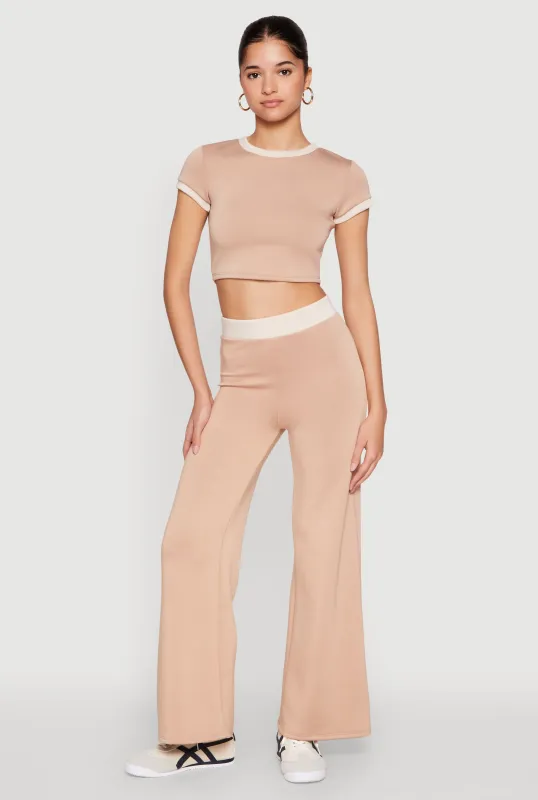 Contrast Waistband Wide Leg Pants sold by Rainbow