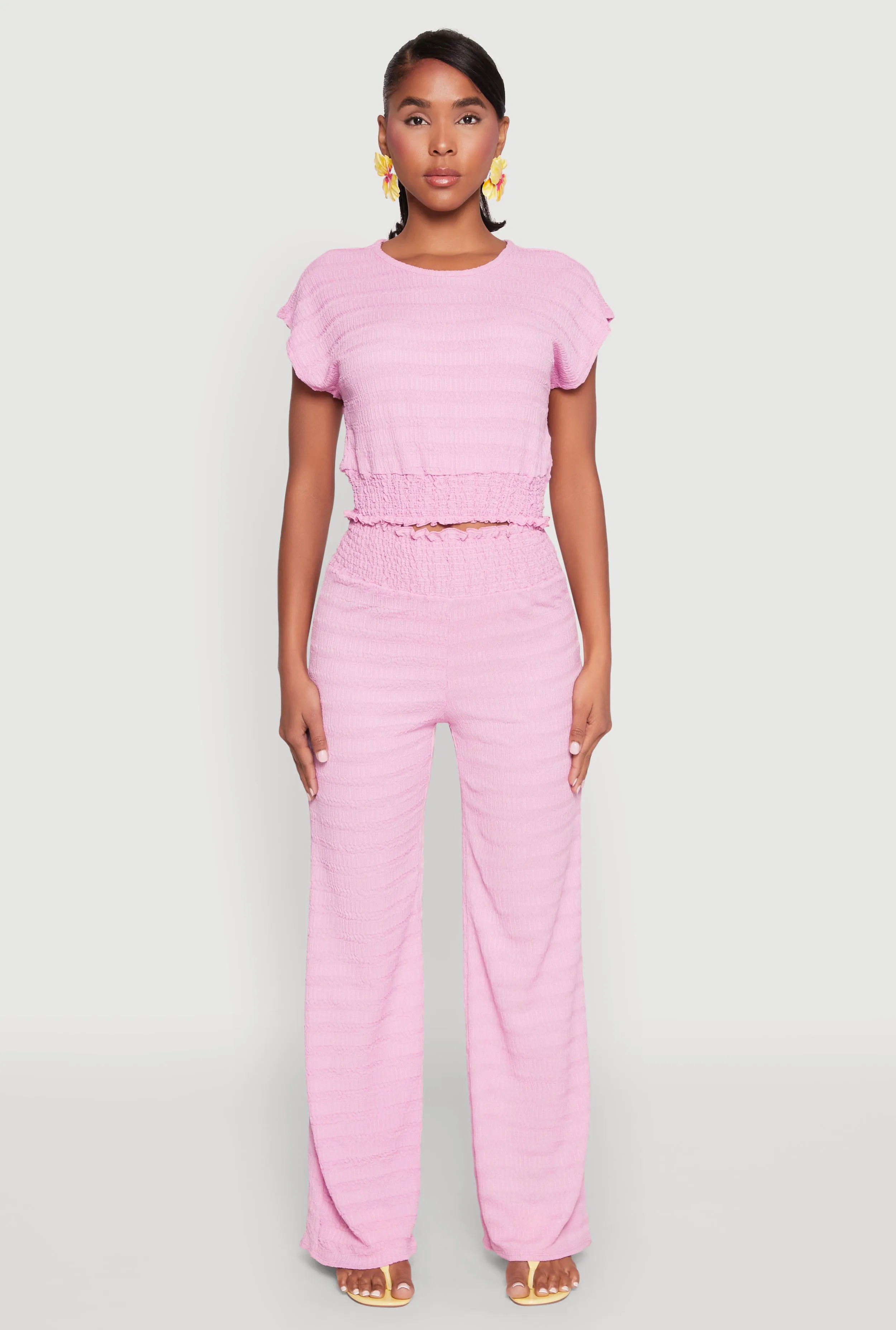 Textured Knit Smocked Waist Pants sold by Rainbow product image thumbnail 2