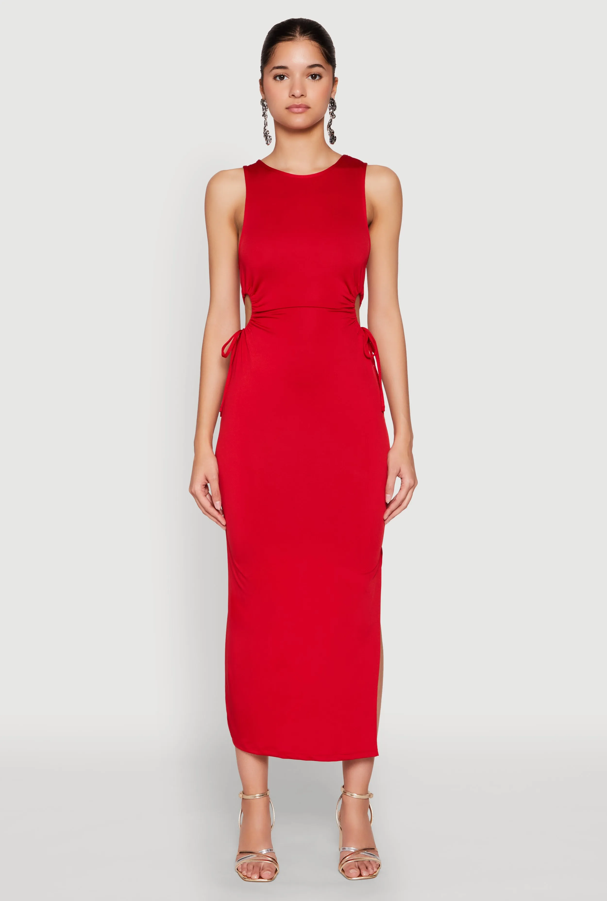 Drawstring Side Cut Out Sleeveless Midi Dress sold by Rainbow product image thumbnail 2