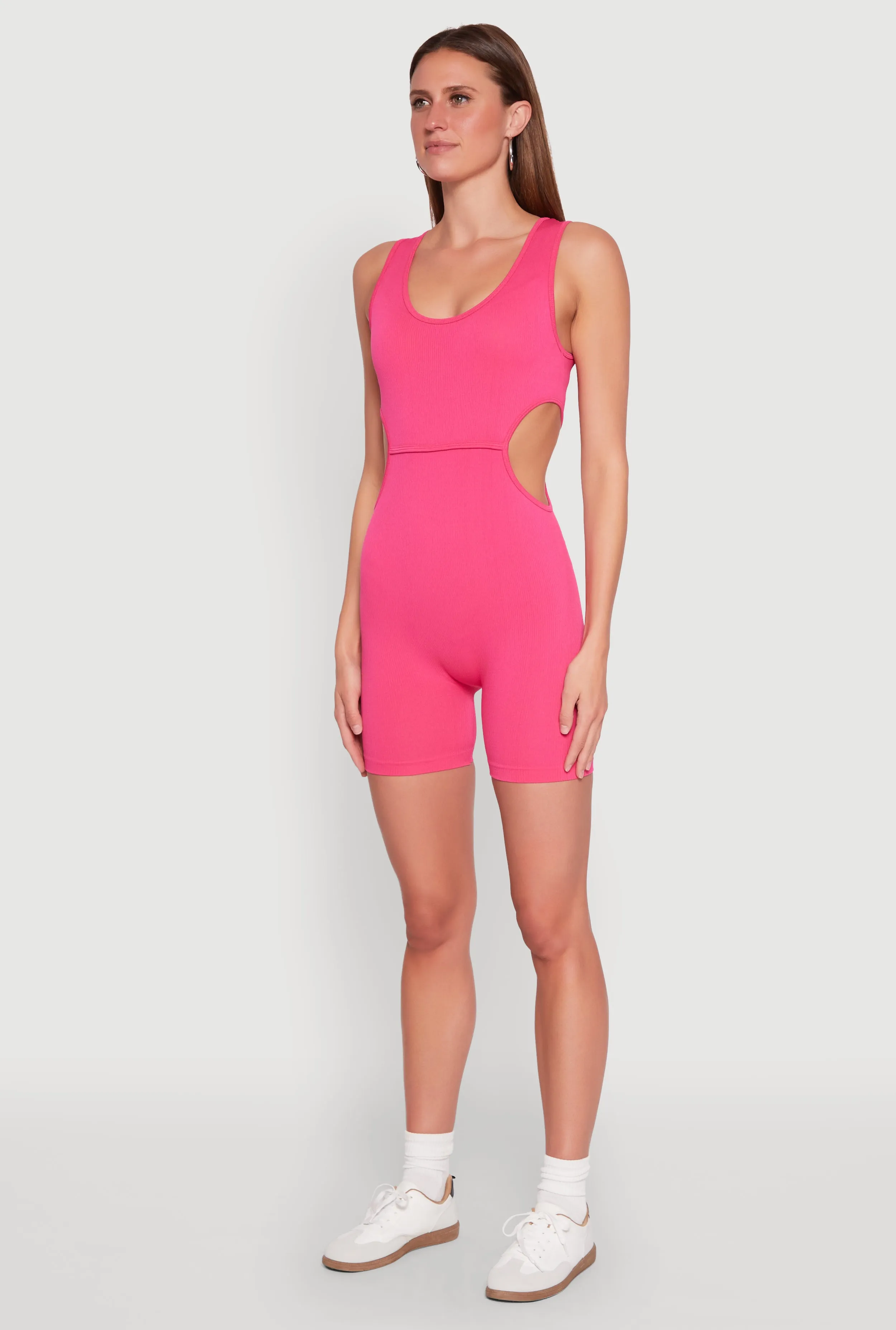 Ribbed Cut Out Side Biker Romper sold by Rainbow product image thumbnail 3
