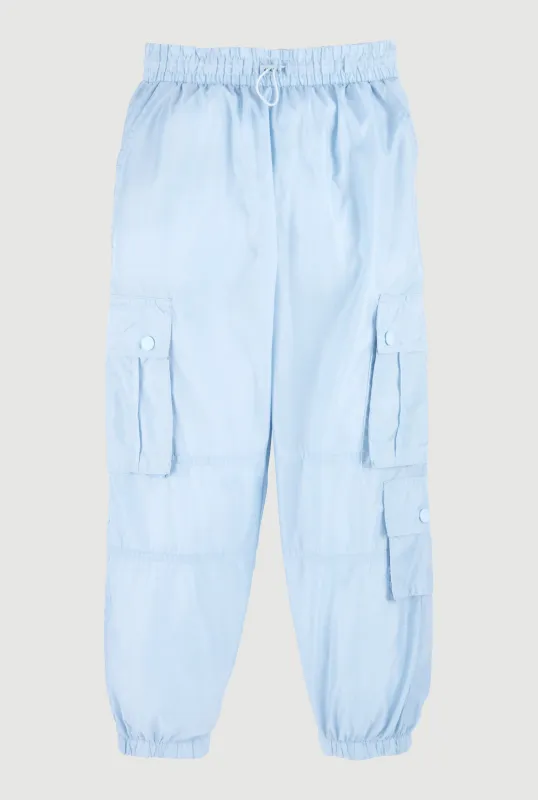 Girls Nylon Toggle Drawstring Cargo Joggers sold by Rainbow