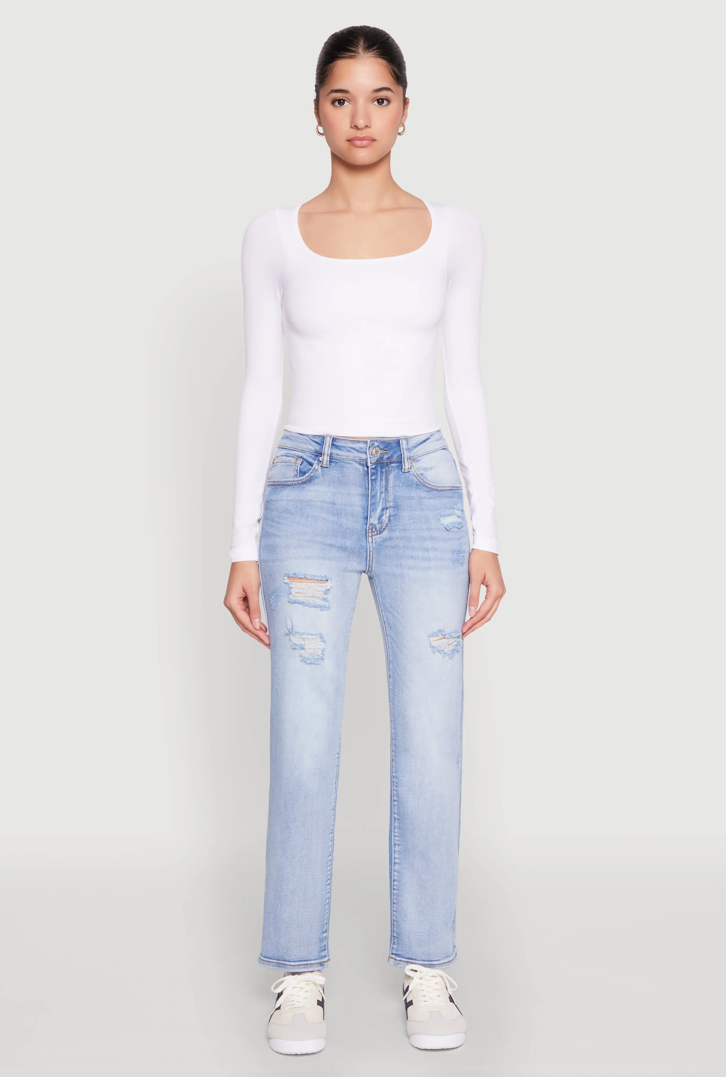 WAX Distressed Straight Leg Jeans sold by Rainbow product image thumbnail 2