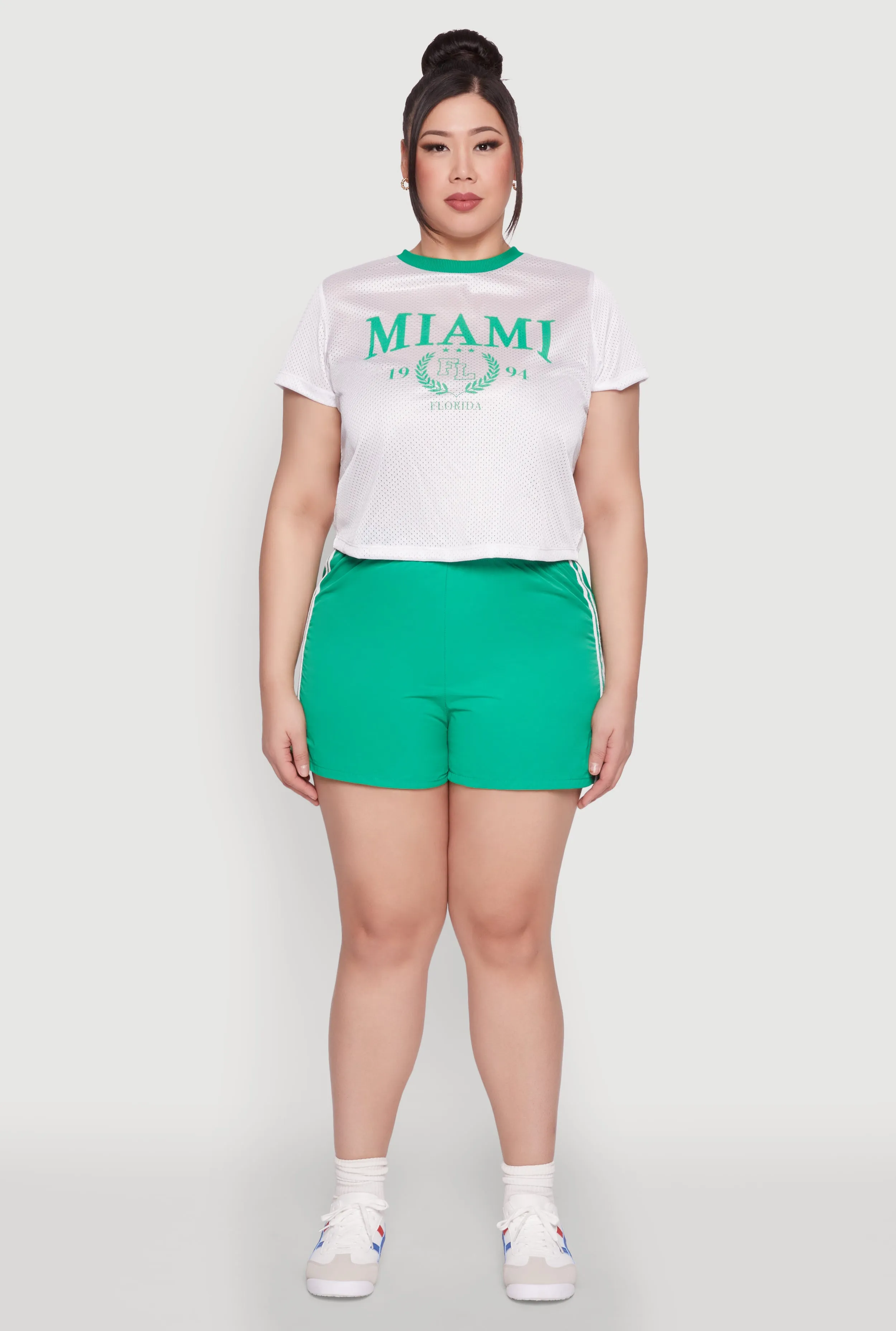 Plus Size Almost Famous Varsity Stripe Shorts sold by Rainbow