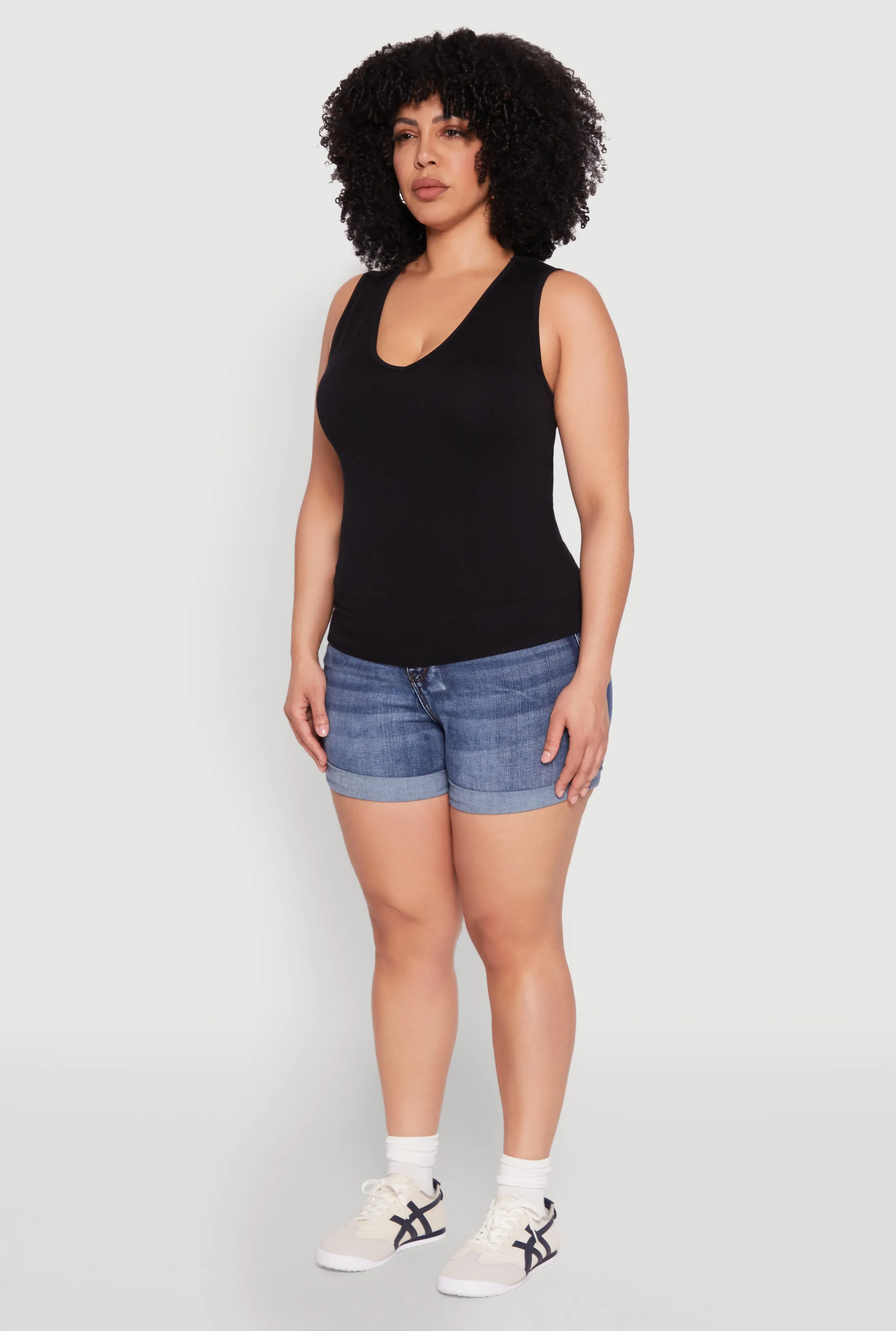 Plus Size Seamless V Neck Rib Knit Top sold by Rainbow product image thumbnail 5