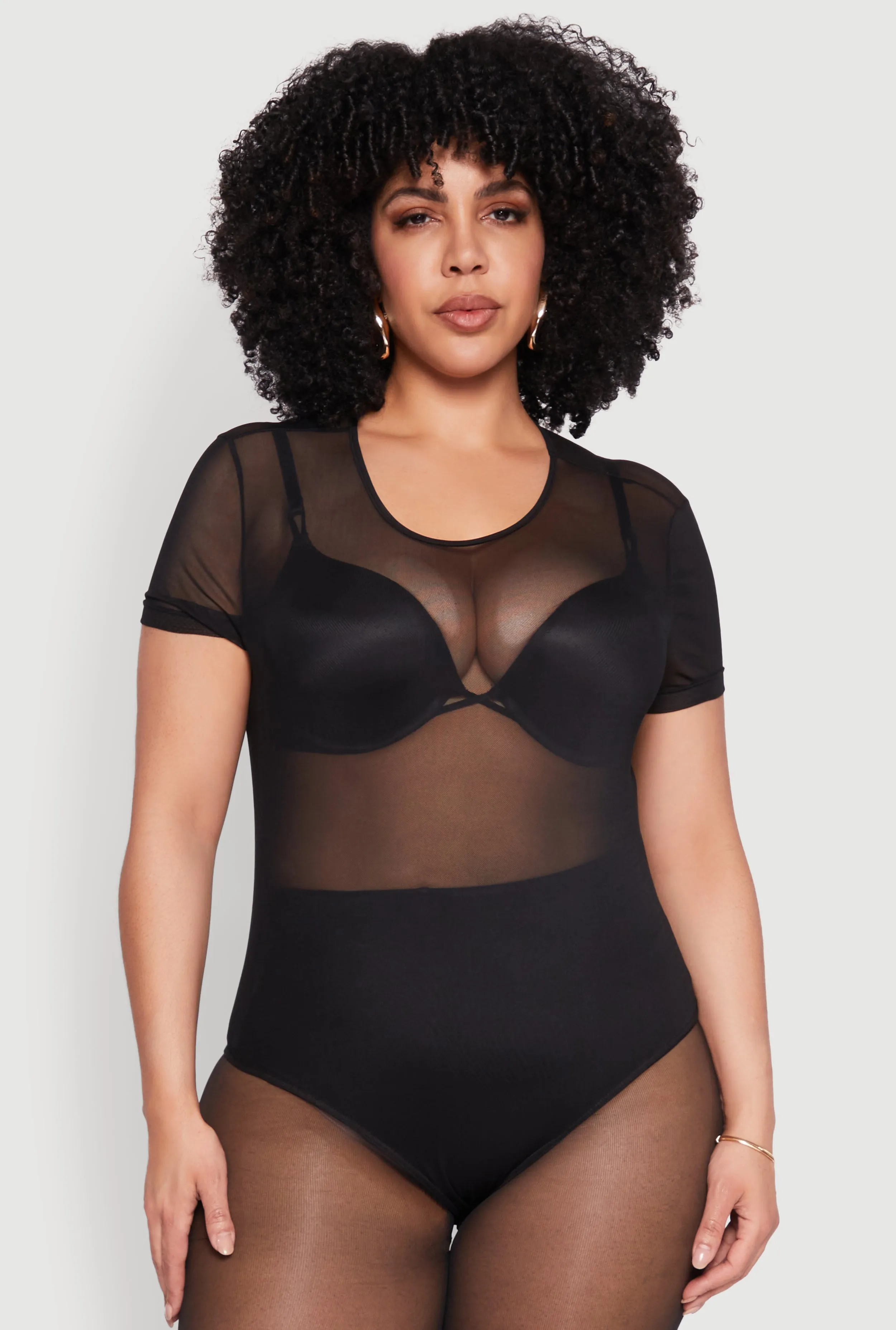 Plus Size Mesh Scoop Neck Bodysuit sold by Rainbow product image thumbnail 2