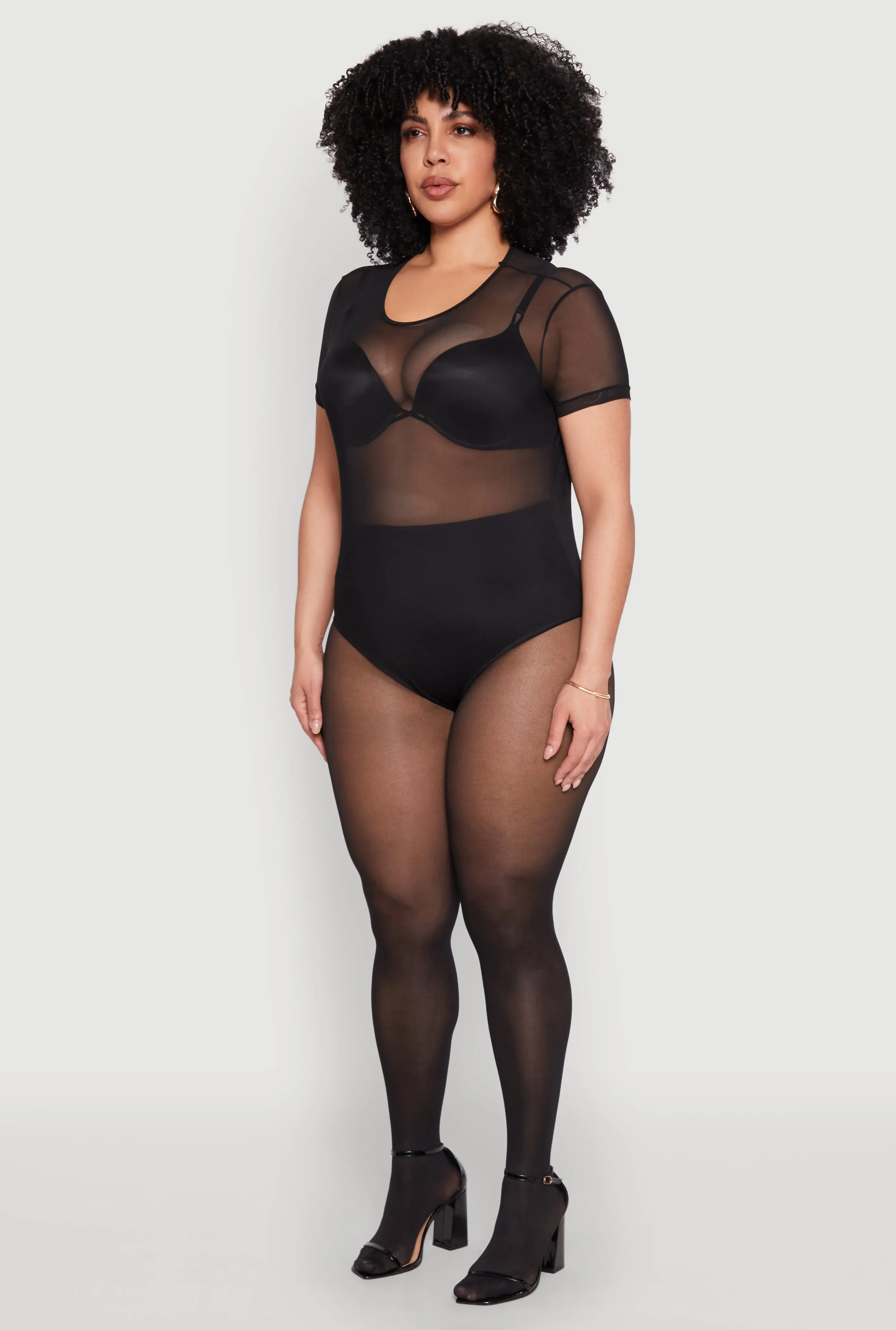 Plus Size Mesh Scoop Neck Bodysuit sold by Rainbow product image thumbnail 5