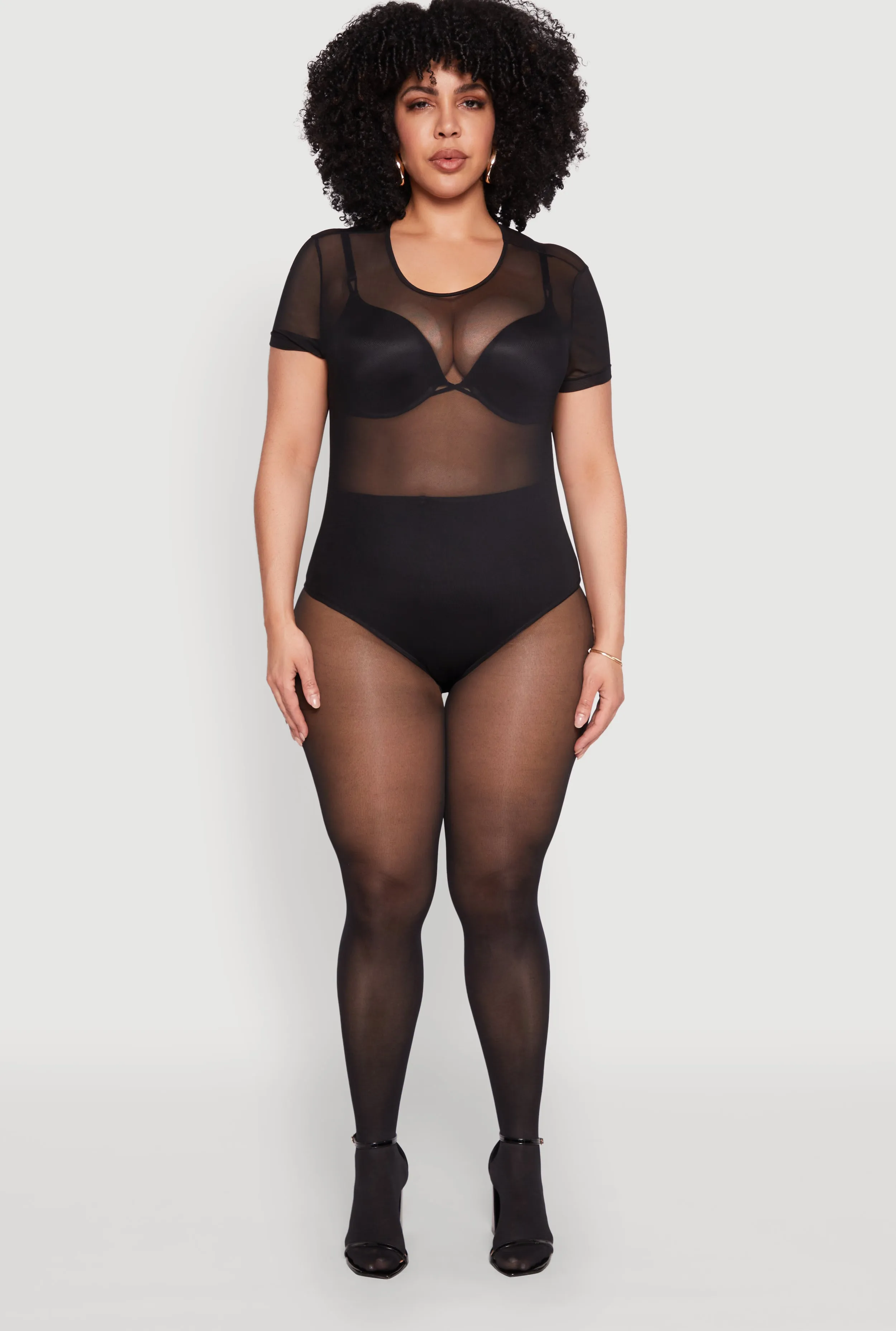 Plus Size Mesh Scoop Neck Bodysuit sold by Rainbow product image thumbnail 3