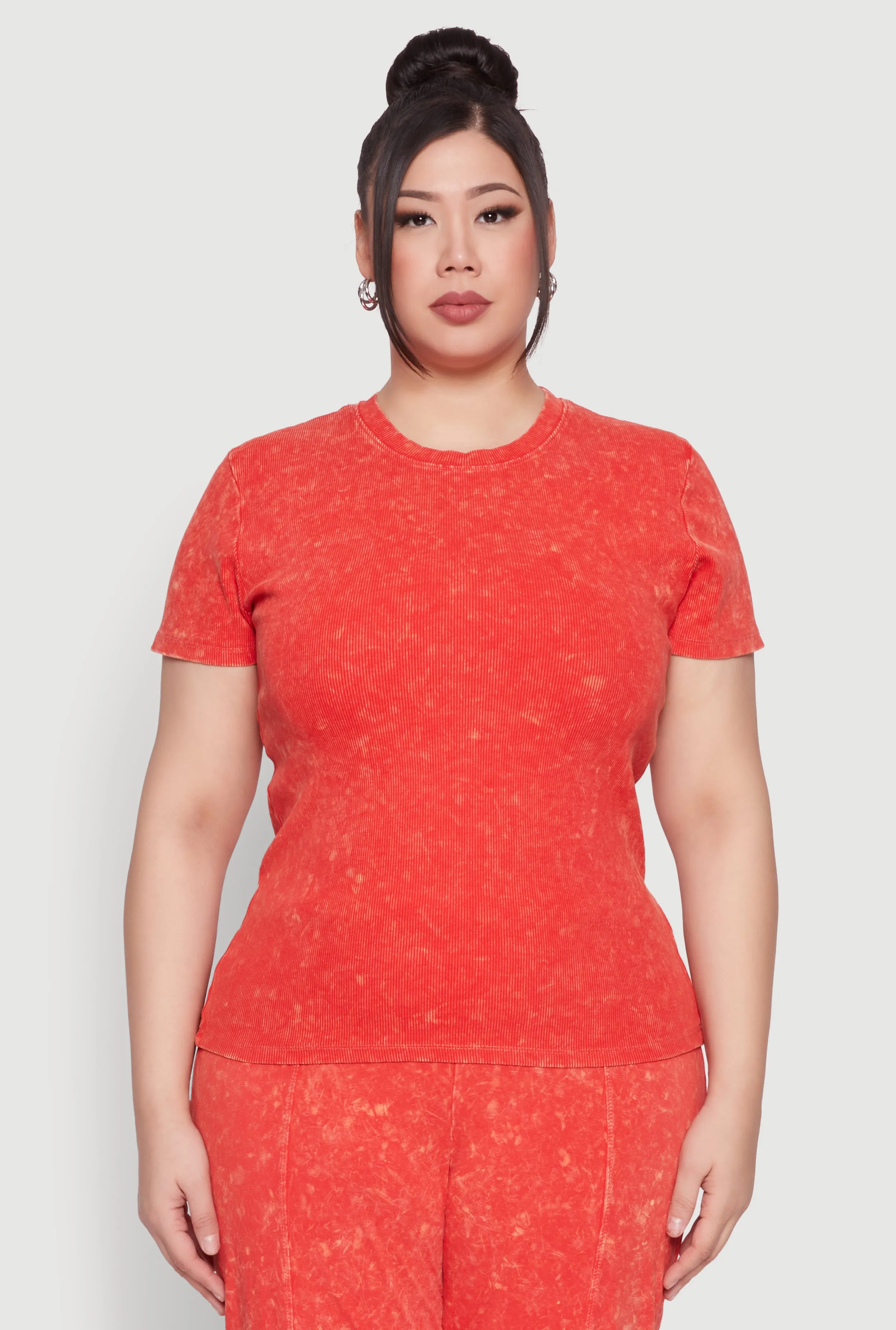 Plus Size Mineral Wash Ribbed Knit Top sold by Rainbow