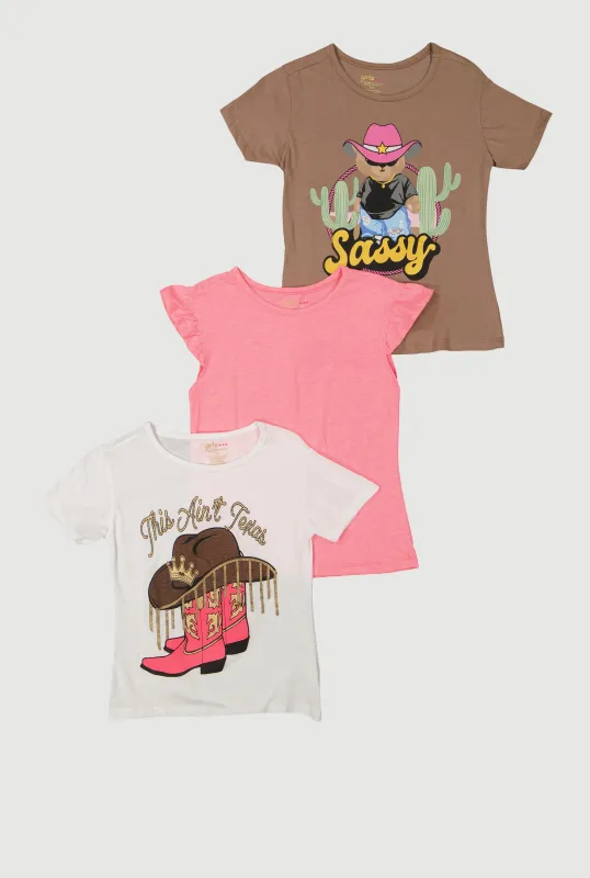 Girls This Aint Texas Graphic Tees 3 Pack sold by Rainbow