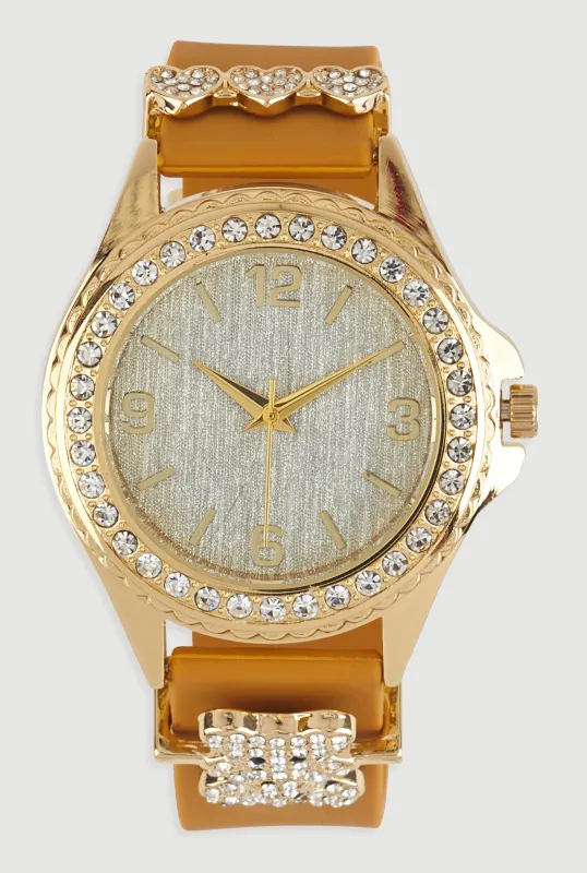 Heart Bear Rhinestone Detail Analog Watch sold by Rainbow