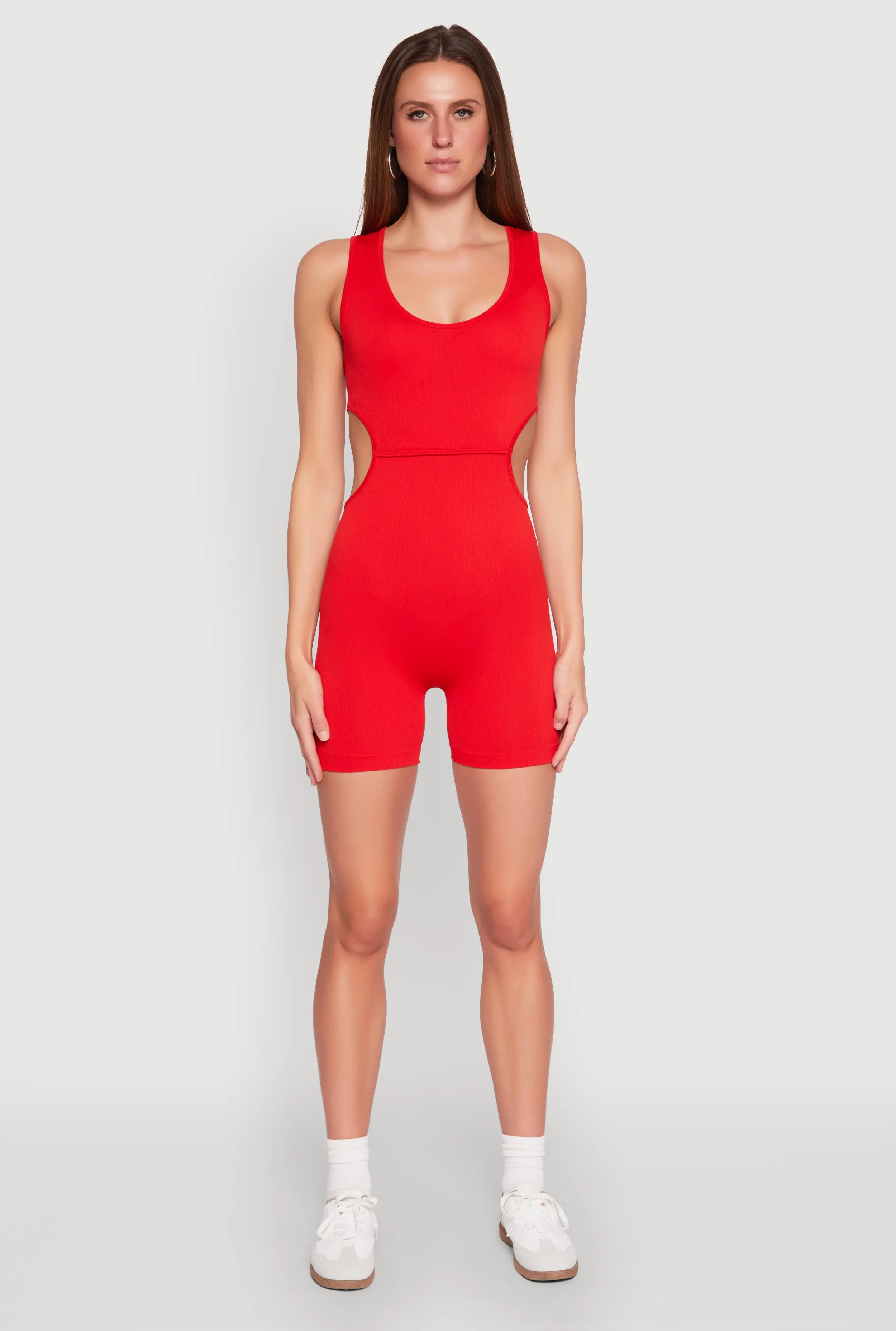 Ribbed Cut Out Side Biker Romper sold by Rainbow product image thumbnail 2