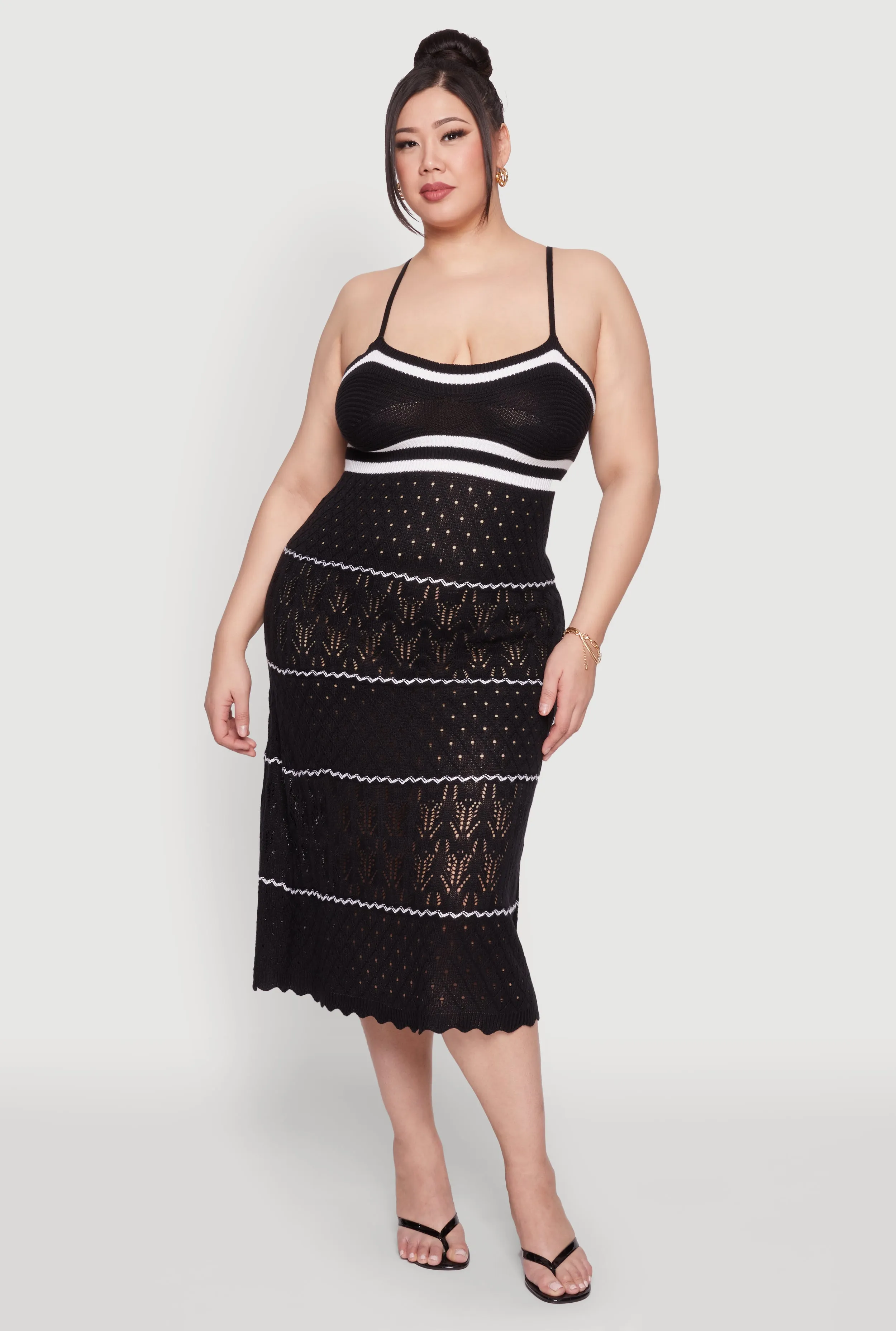 Plus Size Almost Famous Contrast Trim Midi Dress sold by Rainbow