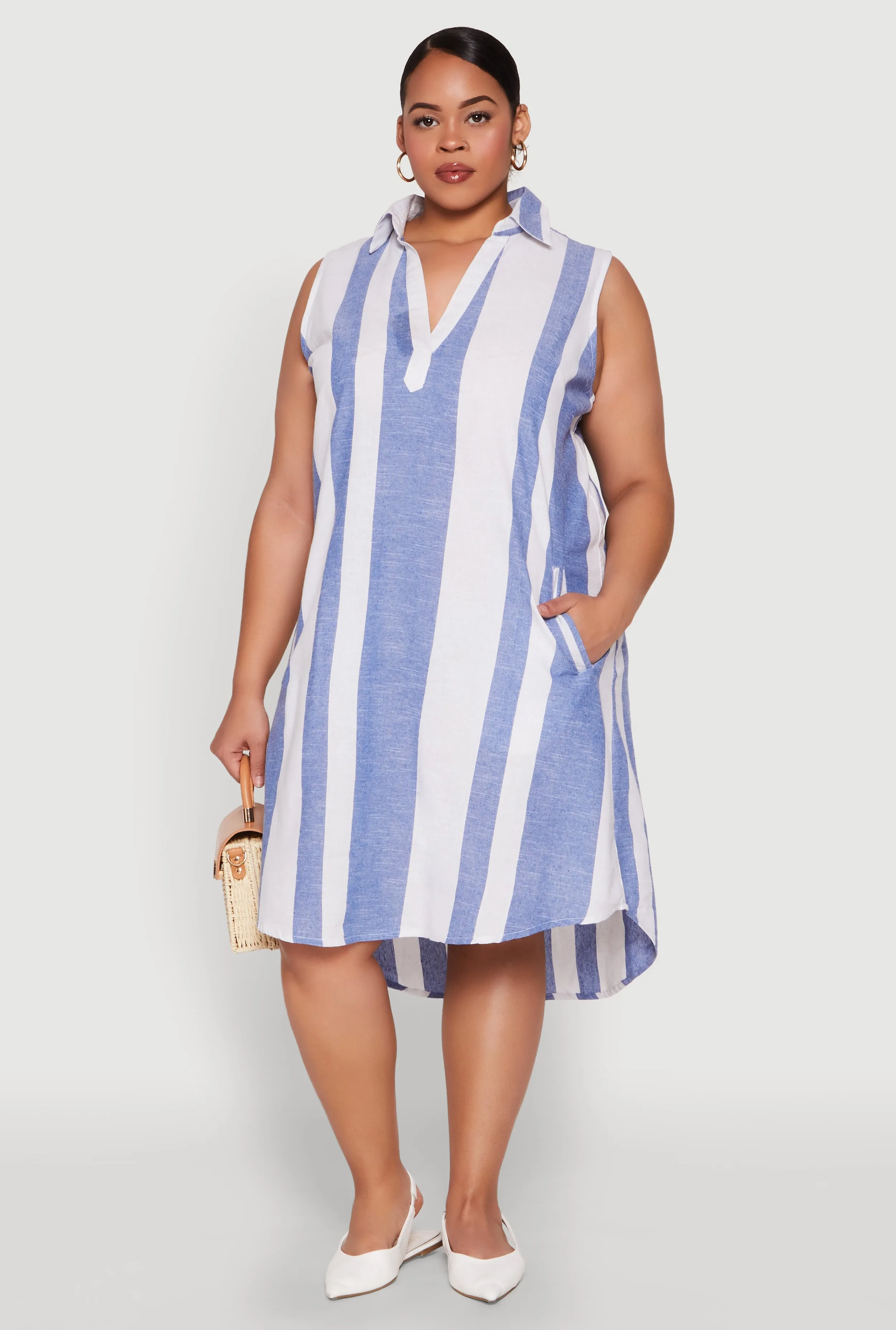 Plus Size Sleeveless Striped Shift Dress sold by Rainbow product image thumbnail 2