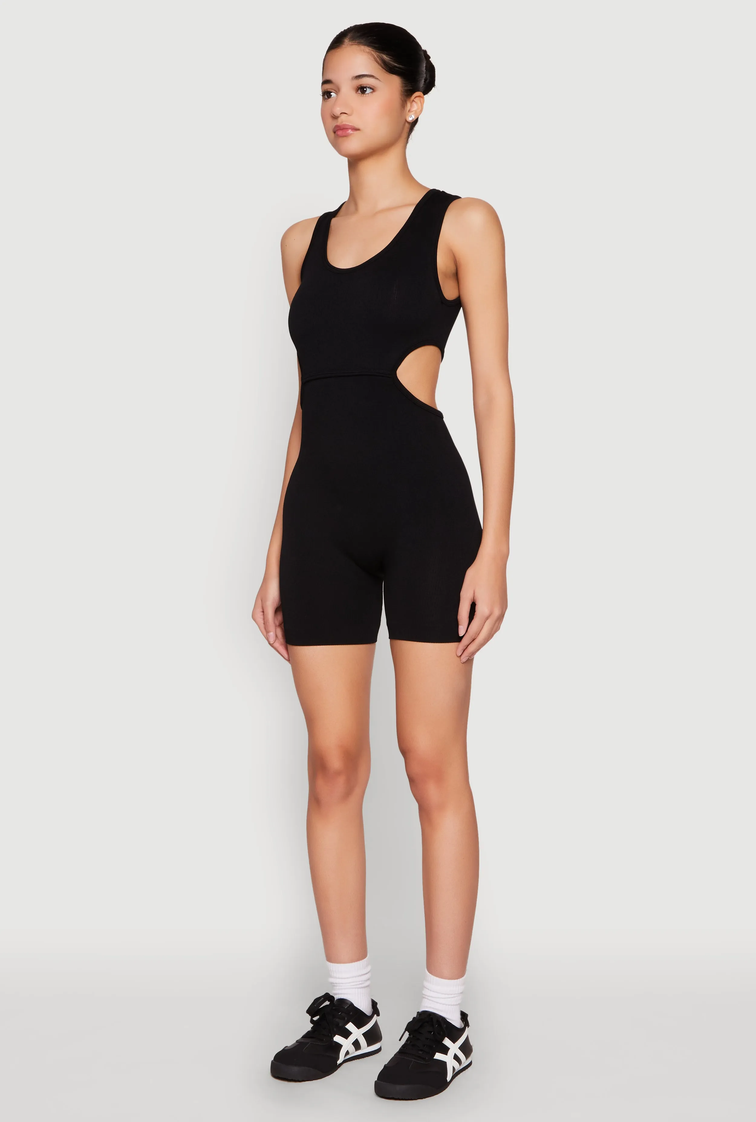 Ribbed Cut Out Side Biker Romper sold by Rainbow product image thumbnail 3