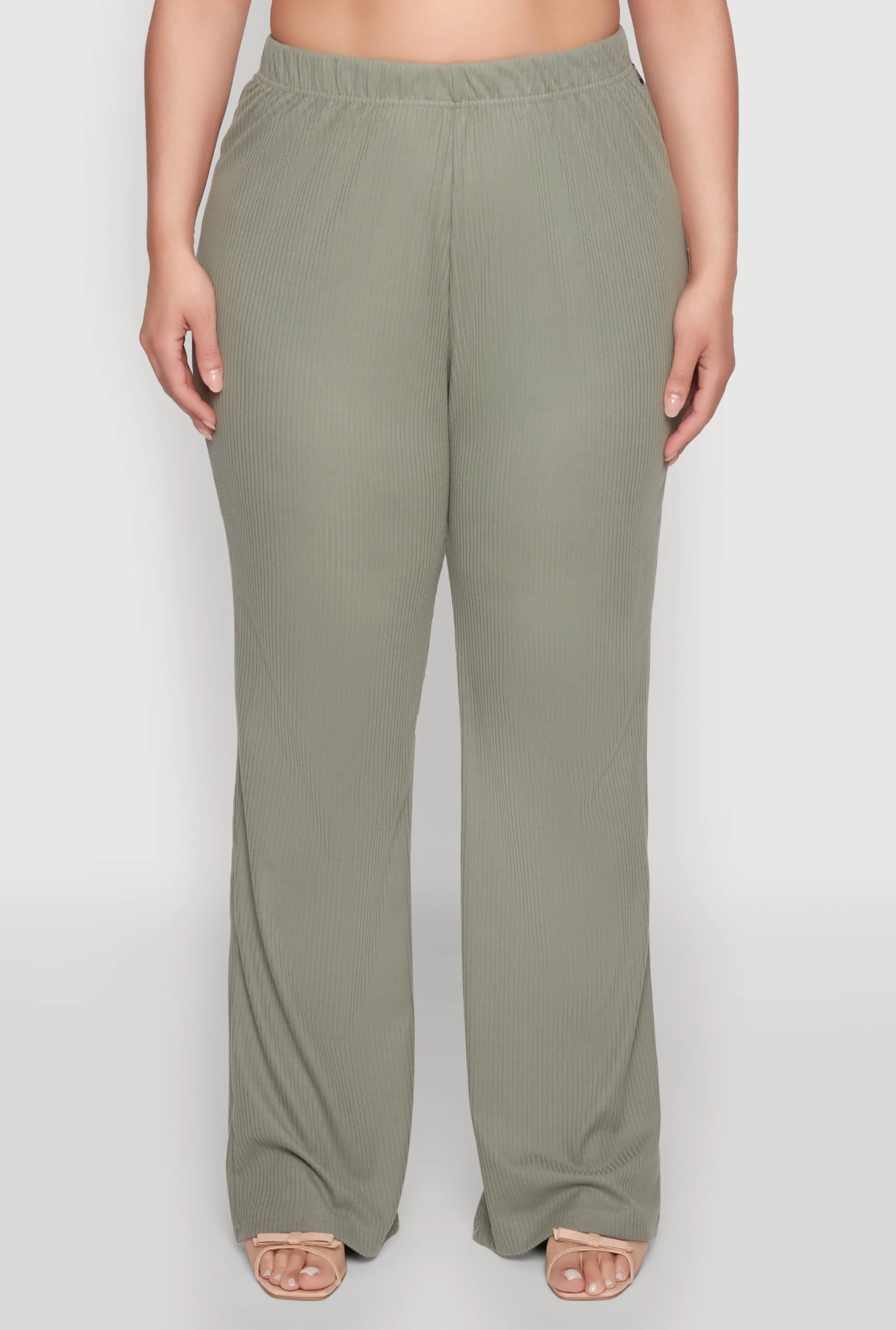 Plus Size Rib Knit Wide Leg Pants sold by Rainbow product image thumbnail 3