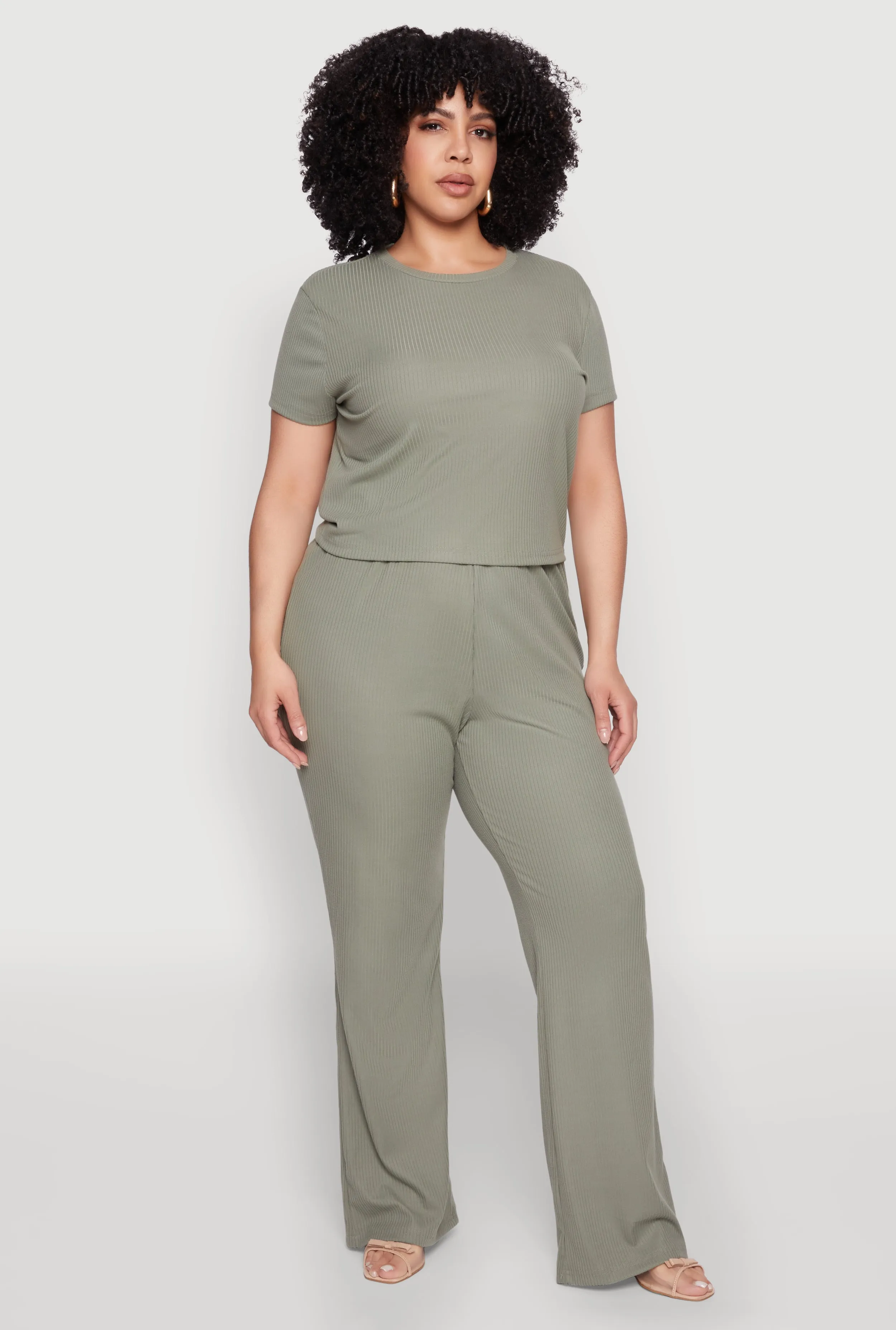 Plus Size Rib Knit Wide Leg Pants sold by Rainbow product image thumbnail 2