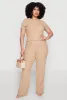 Plus Size Rib Knit Wide Leg Pants sold by Rainbow
