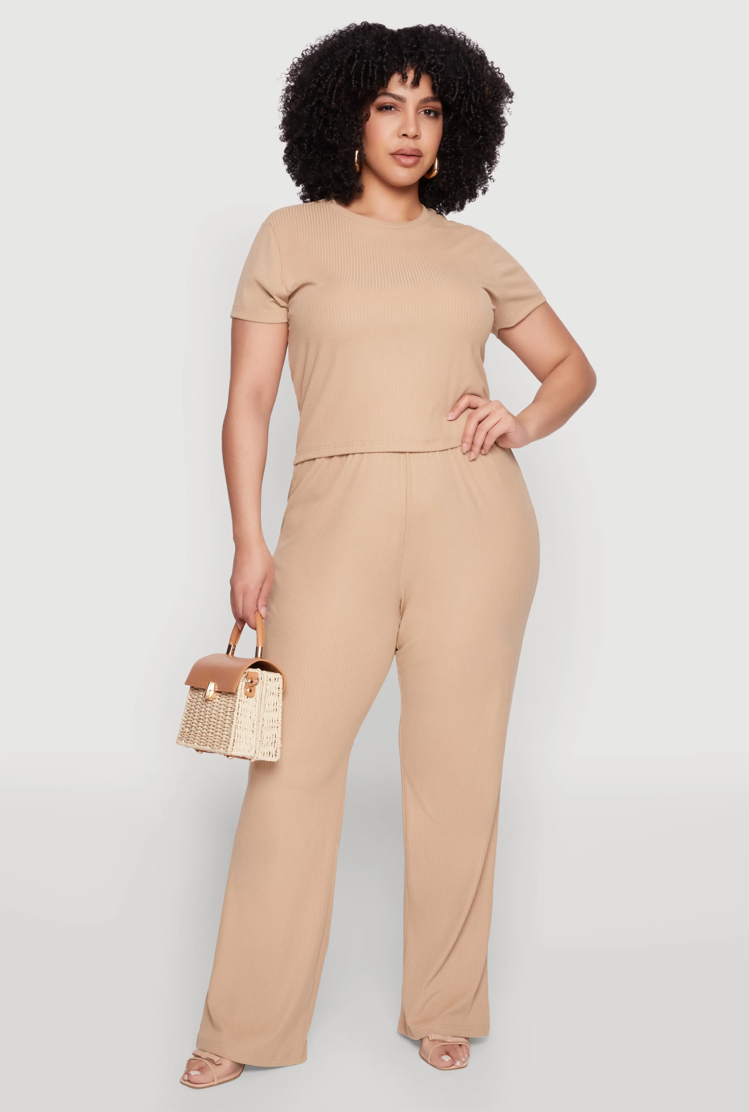 Plus Size Rib Knit Wide Leg Pants sold by Rainbow product image thumbnail 2