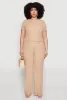 Plus Size Rib Knit Wide Leg Pants sold by Rainbow