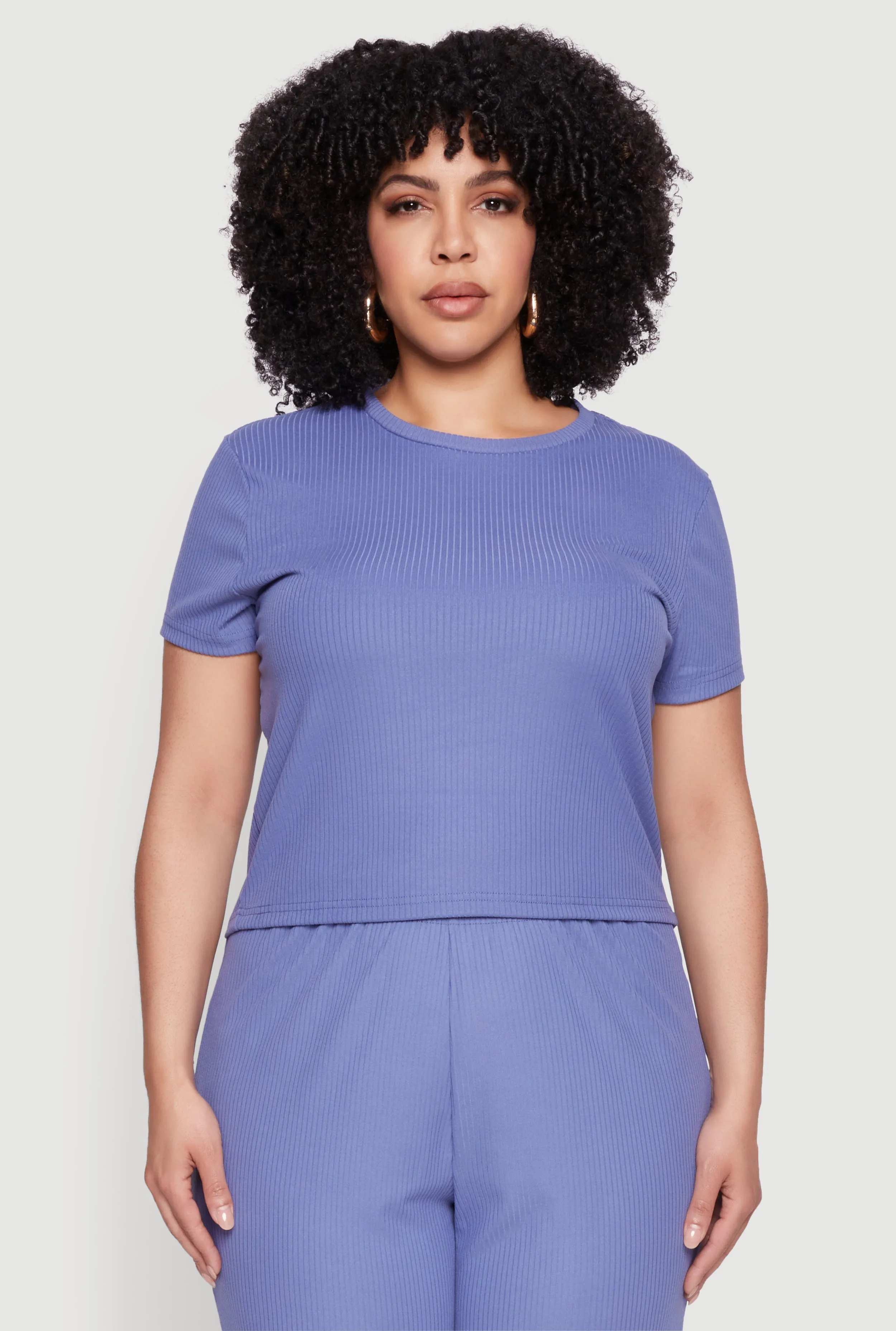 Plus Size Ribbed Knit T Shirt sold by Rainbow