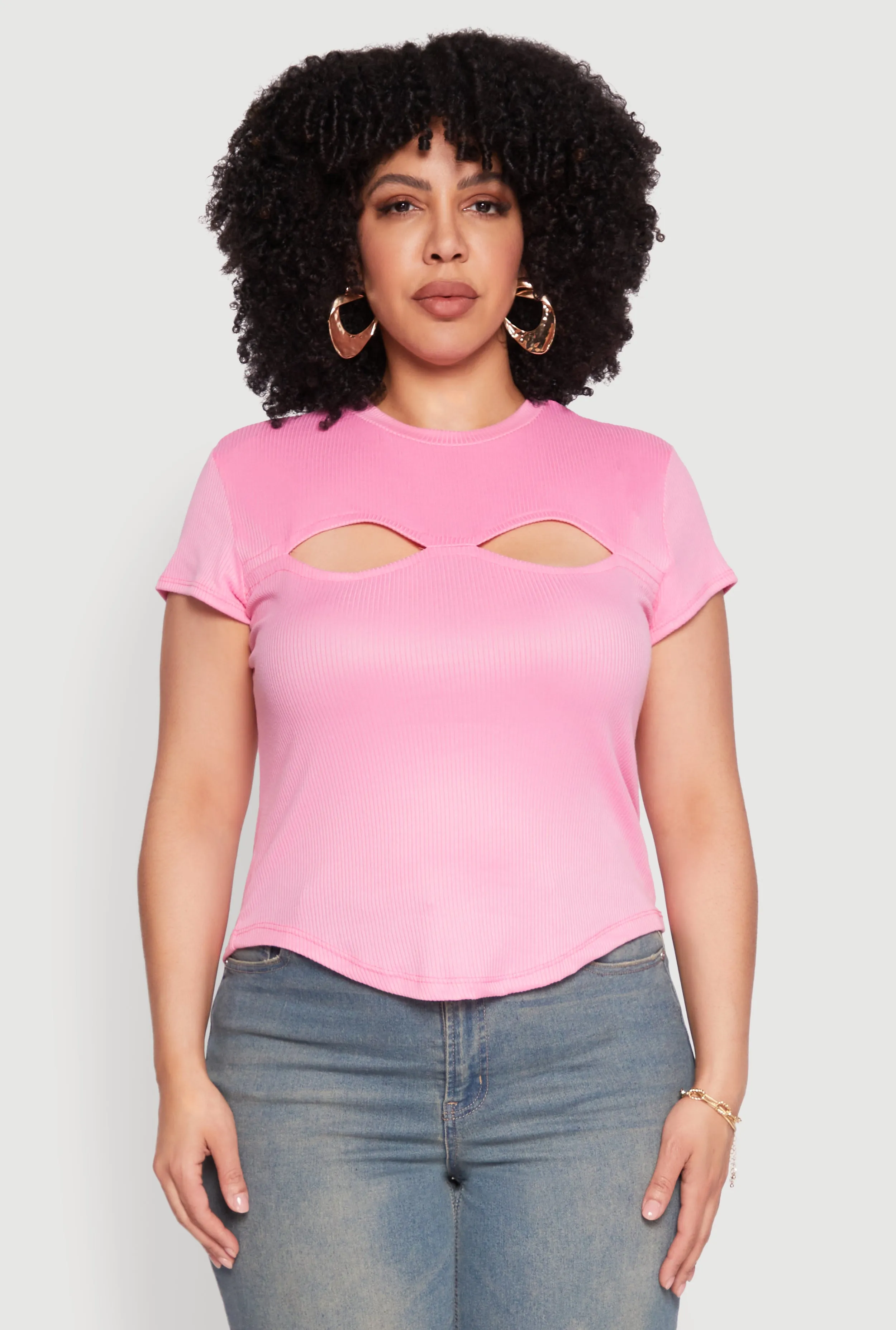 Plus Size Cut Out Rib Knit Top sold by Rainbow product image thumbnail 2