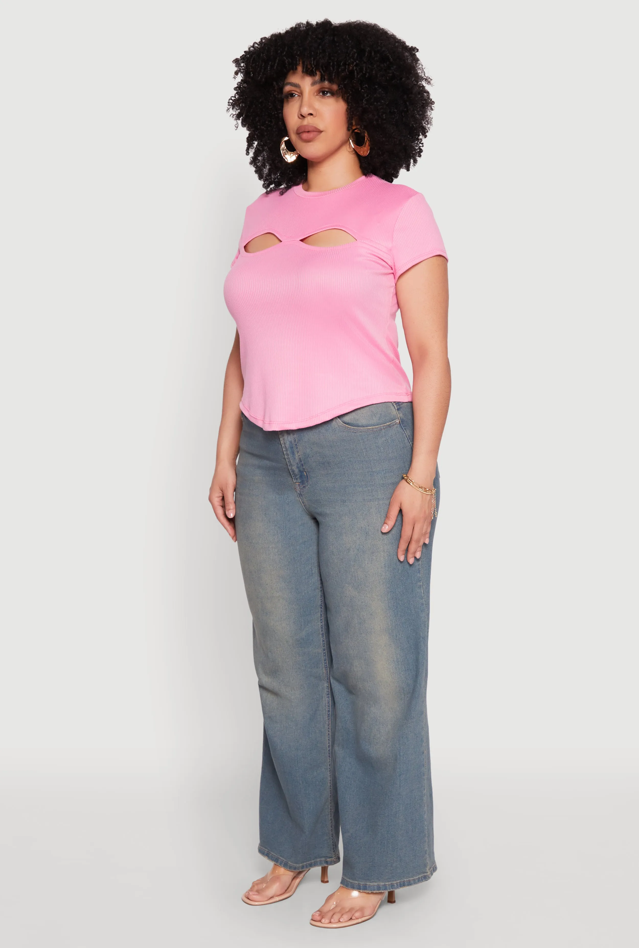 Plus Size Cut Out Rib Knit Top sold by Rainbow product image thumbnail 5