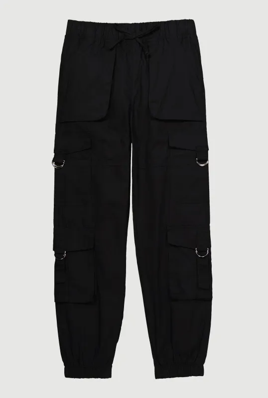 Girls Poplin D Ring Tabbed Cargo Joggers sold by Rainbow