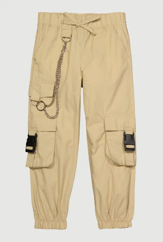 Little Girls Chain Detail Cargo Joggers sold by Rainbow