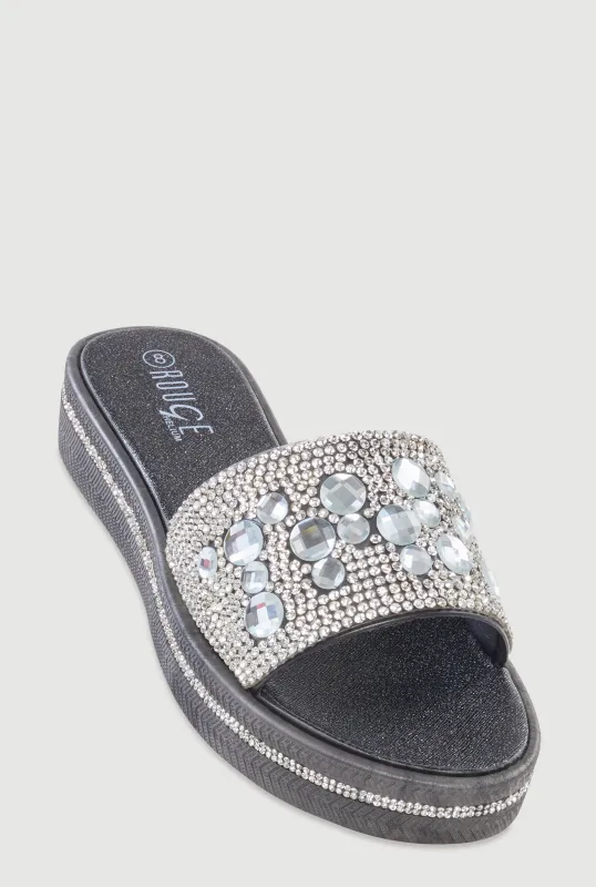 Studded Band Open Toe Slide Sandals sold by Rainbow