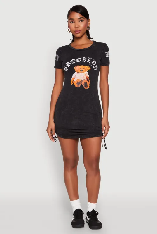 Mineral Wash Brooklyn Bear T Shirt Dress sold by Rainbow