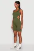 Ribbed Cut Out Side Biker Romper sold by Rainbow