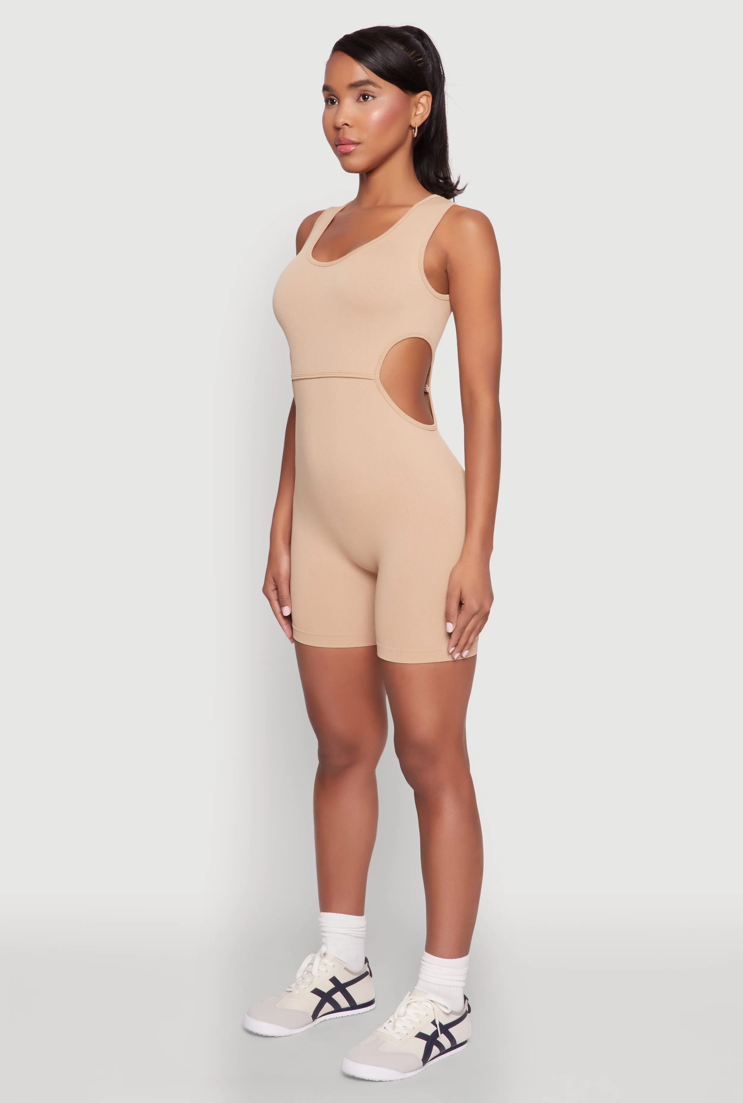 Ribbed Cut Out Side Biker Romper sold by Rainbow product image thumbnail 3
