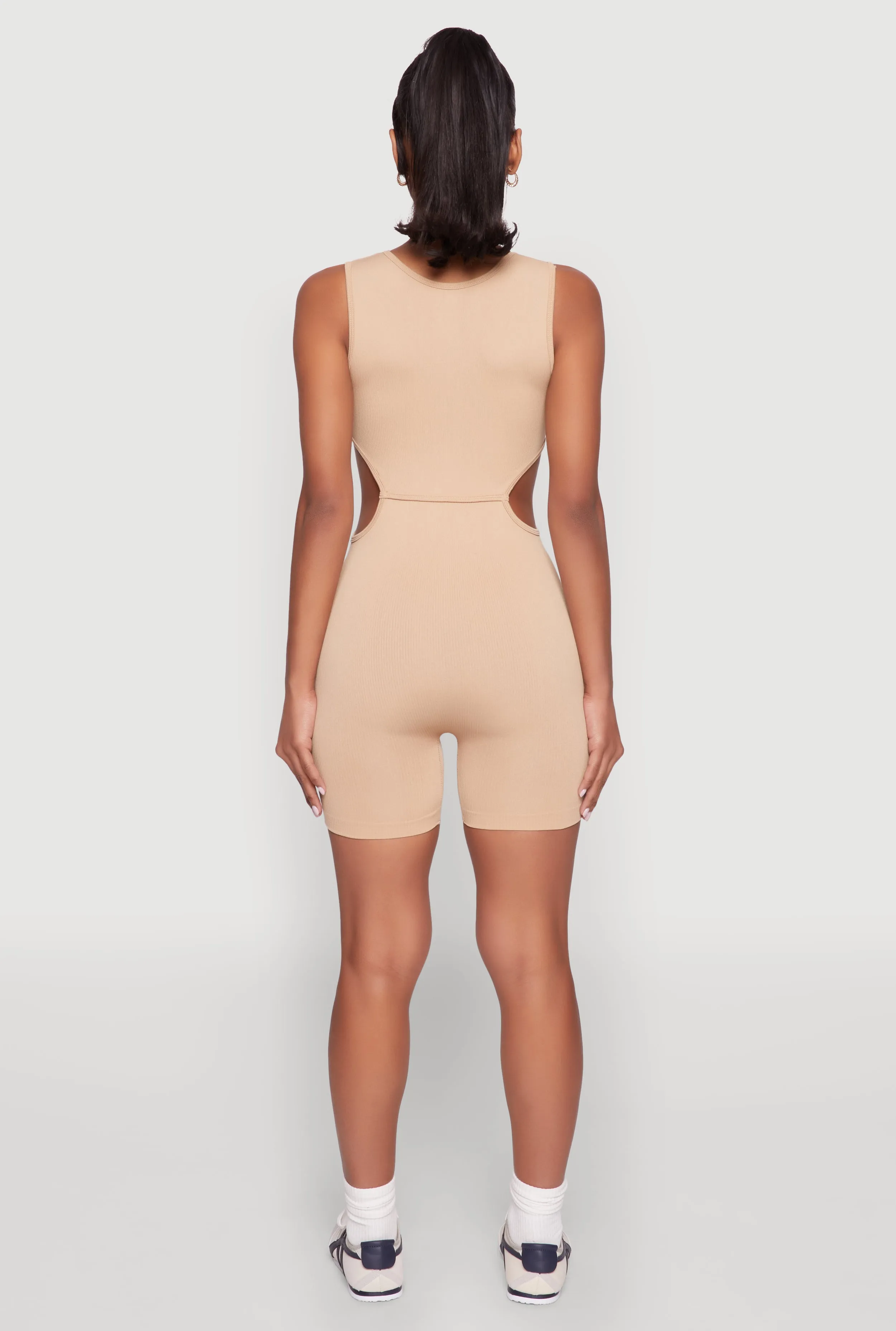 Ribbed Cut Out Side Biker Romper sold by Rainbow product image thumbnail 5