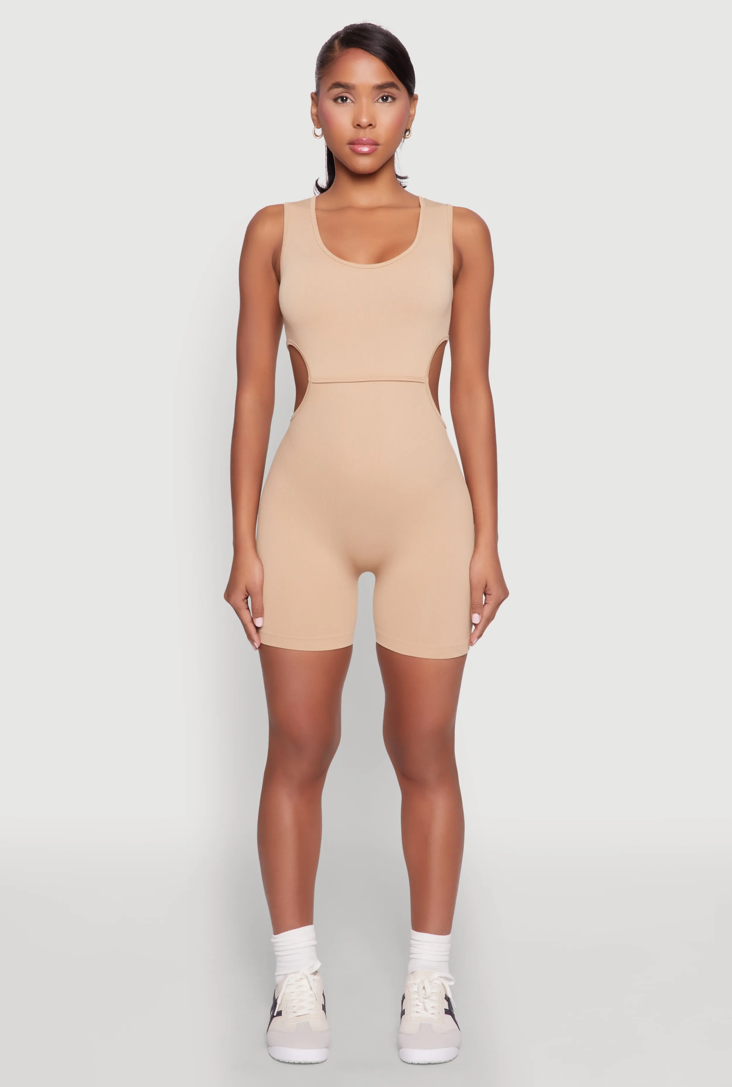 Ribbed Cut Out Side Biker Romper sold by Rainbow product image thumbnail 2