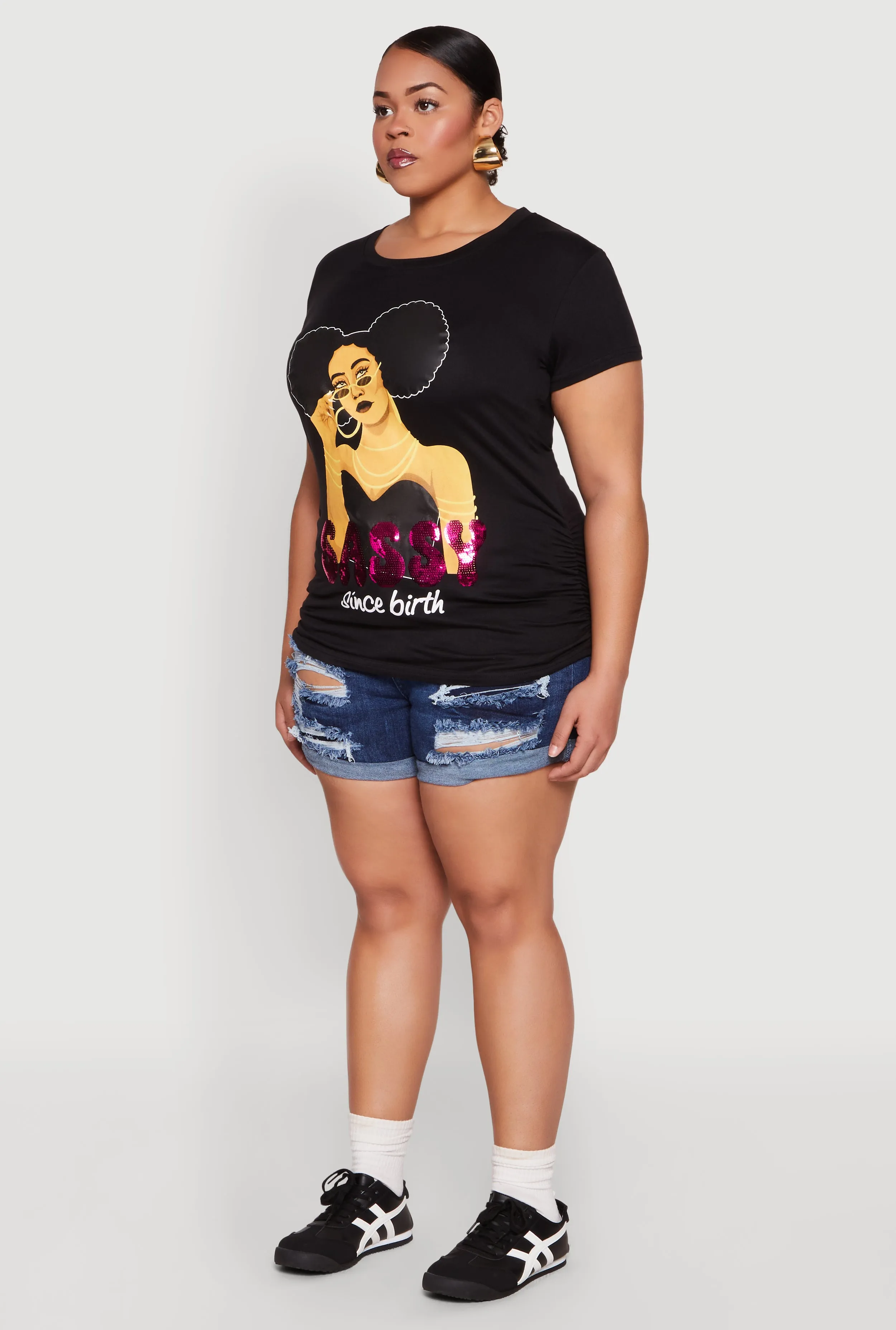 Plus Size Sequin Sassy Since Birth Graphic Top sold by Rainbow product image thumbnail 5
