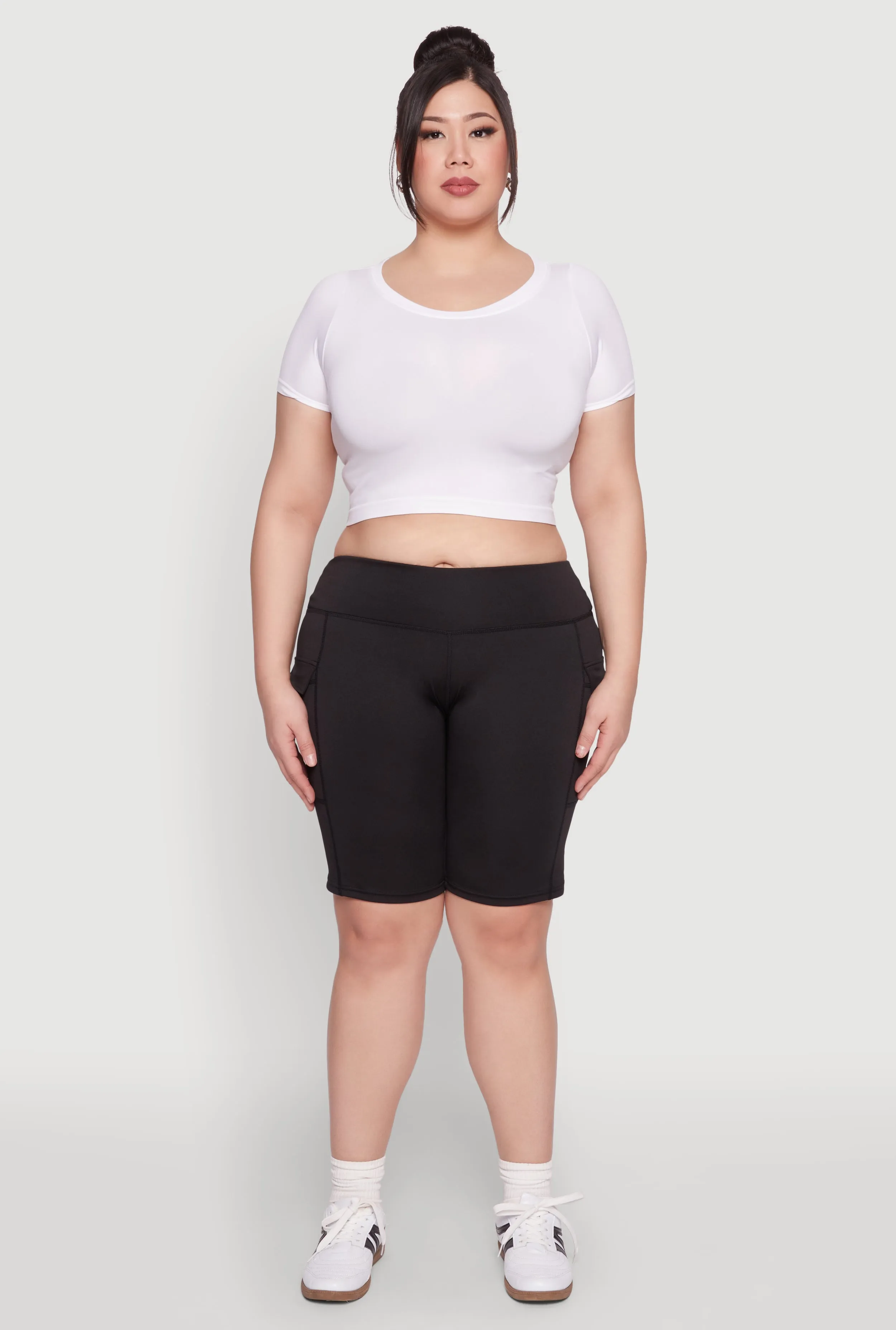 Plus Size High Waisted Cargo Pocket Biker Shorts sold by Rainbow product image thumbnail 2