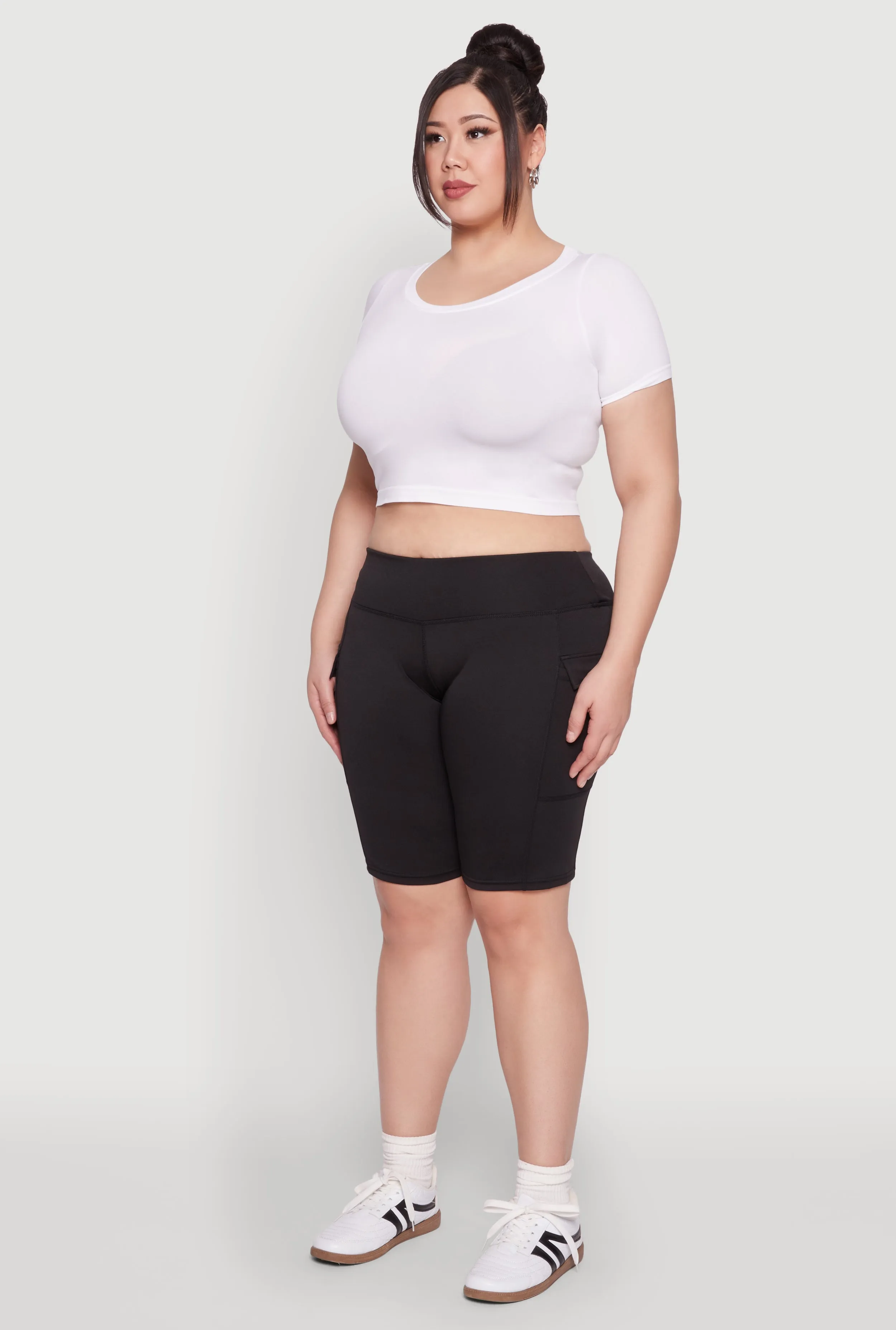 Plus Size High Waisted Cargo Pocket Biker Shorts sold by Rainbow product image thumbnail 3